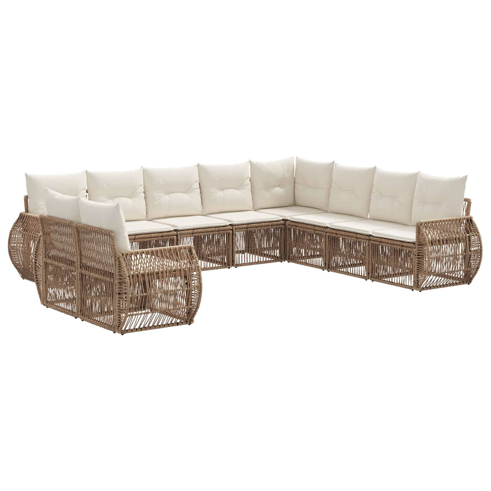 vidaXL Gartensofa-set 10 pcs Beige und Cremeweiß Poly-Rattan