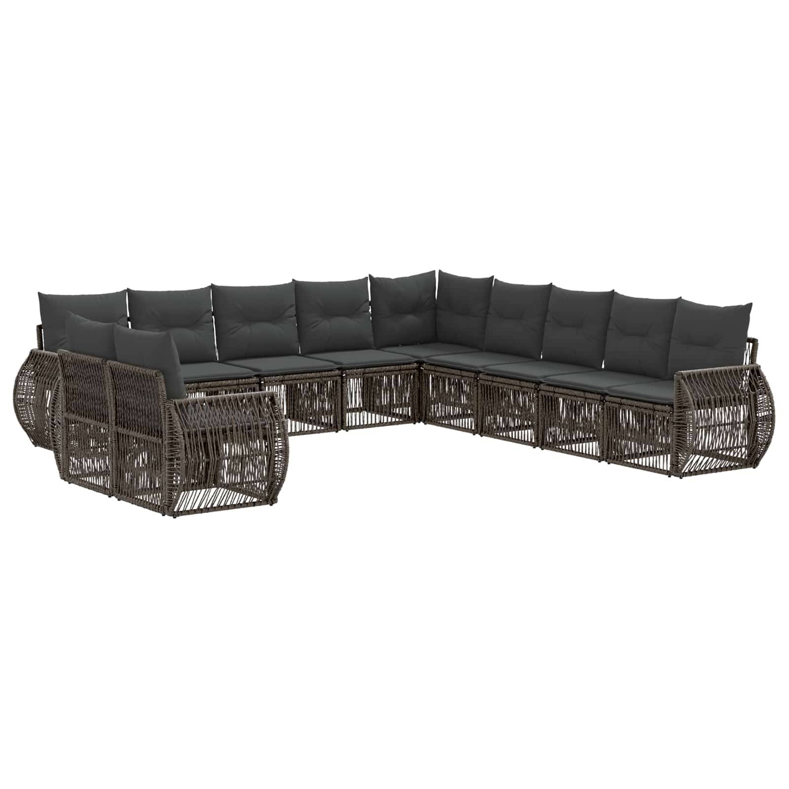 vidaXL Gartensofa-set 11 pcs Grau und Dunkelgrau Poly-Rattan