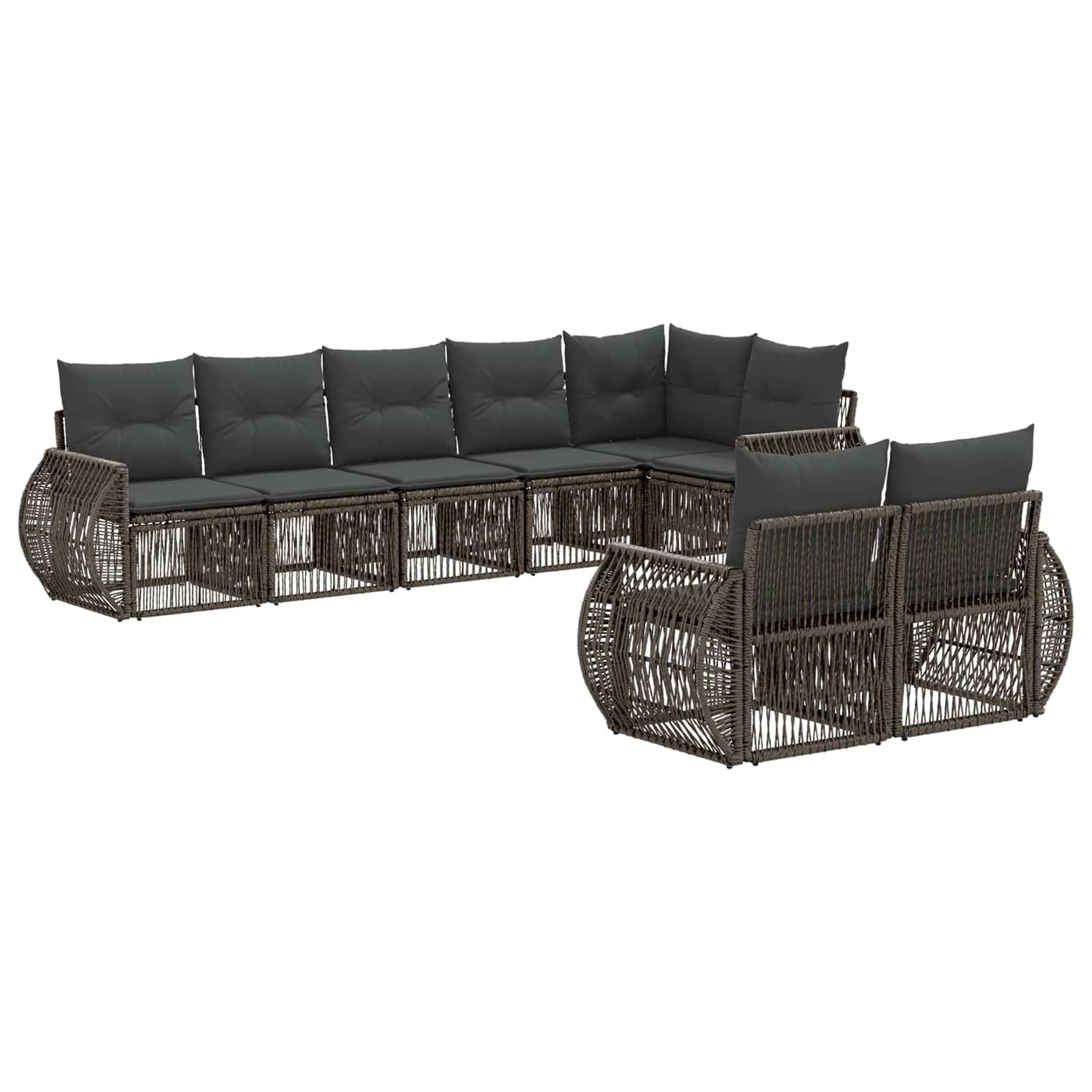 vidaXL Gartensofa-set 8 pcs Grau und Dunkelgrau Poly-Rattan
