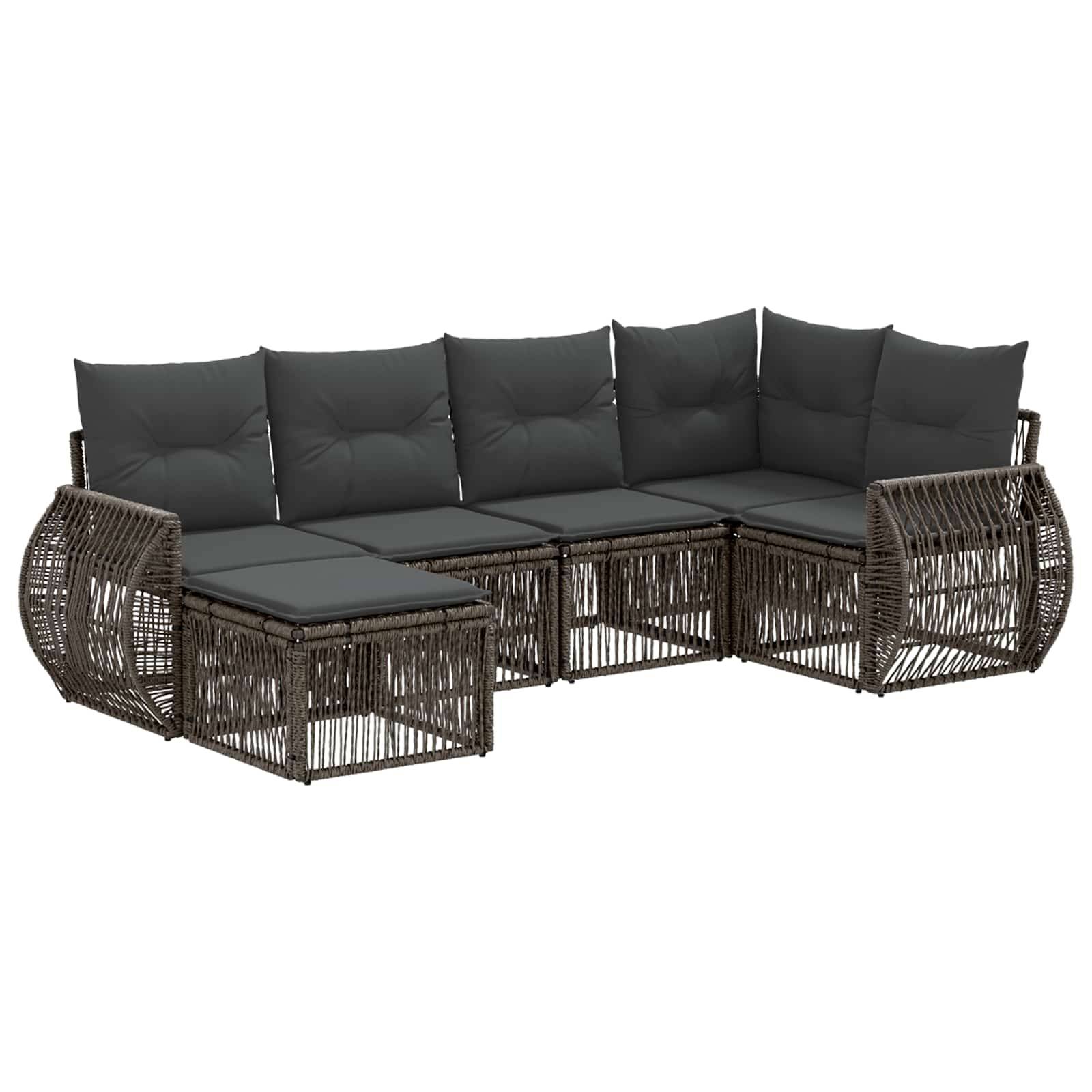 vidaXL Gartensofa-set 6 pcs Grau und Dunkelgrau Poly-Rattan