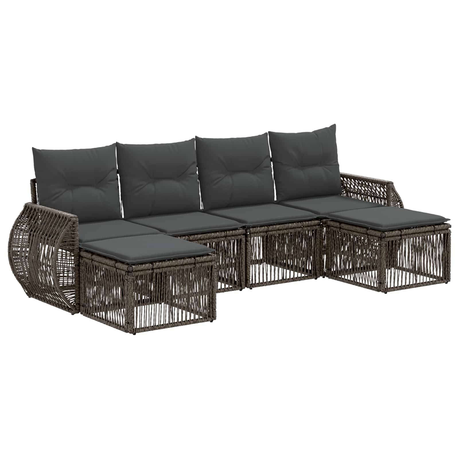 vidaXL Gartensofa-set 6 pcs Grau und Dunkelgrau Poly-Rattan