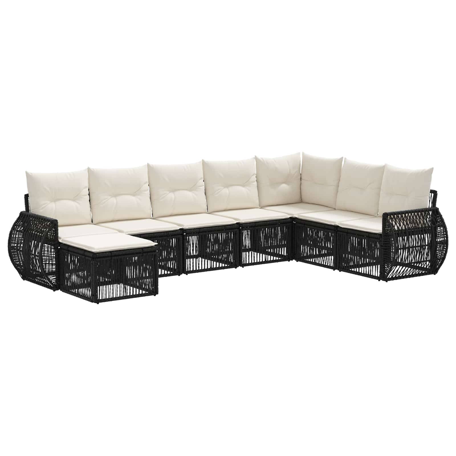 vidaXL Gartensofa-set 8 pcs Schwarz und Cremeweiß Poly-Rattan