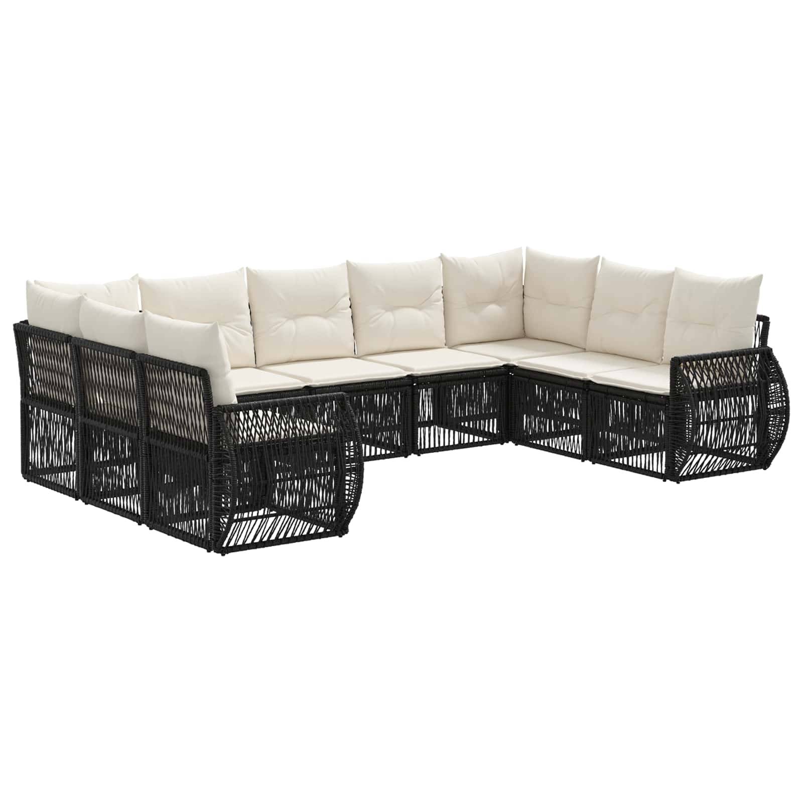 vidaXL Gartensofa-set 9 pcs Schwarz und Cremeweiß Poly-Rattan