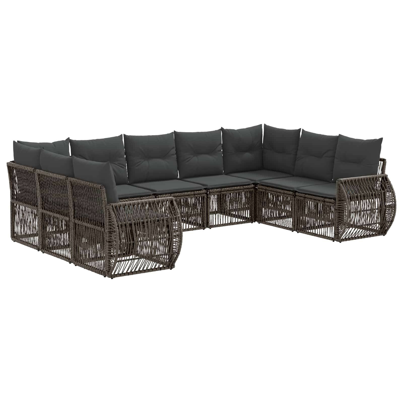 vidaXL Gartensofa-set 9 pcs Grau und Dunkelgrau Poly-Rattan