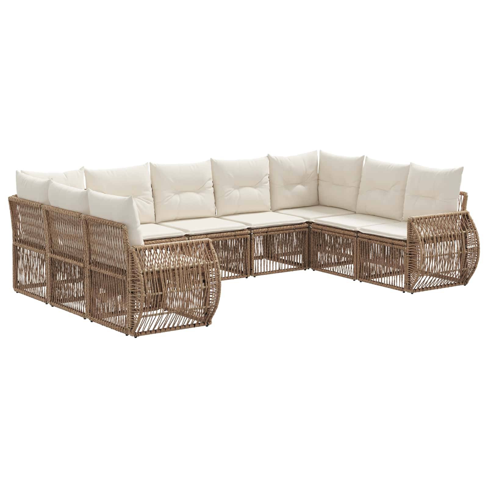vidaXL Gartensofa-set 9 pcs Beige und Cremeweiß Poly-Rattan