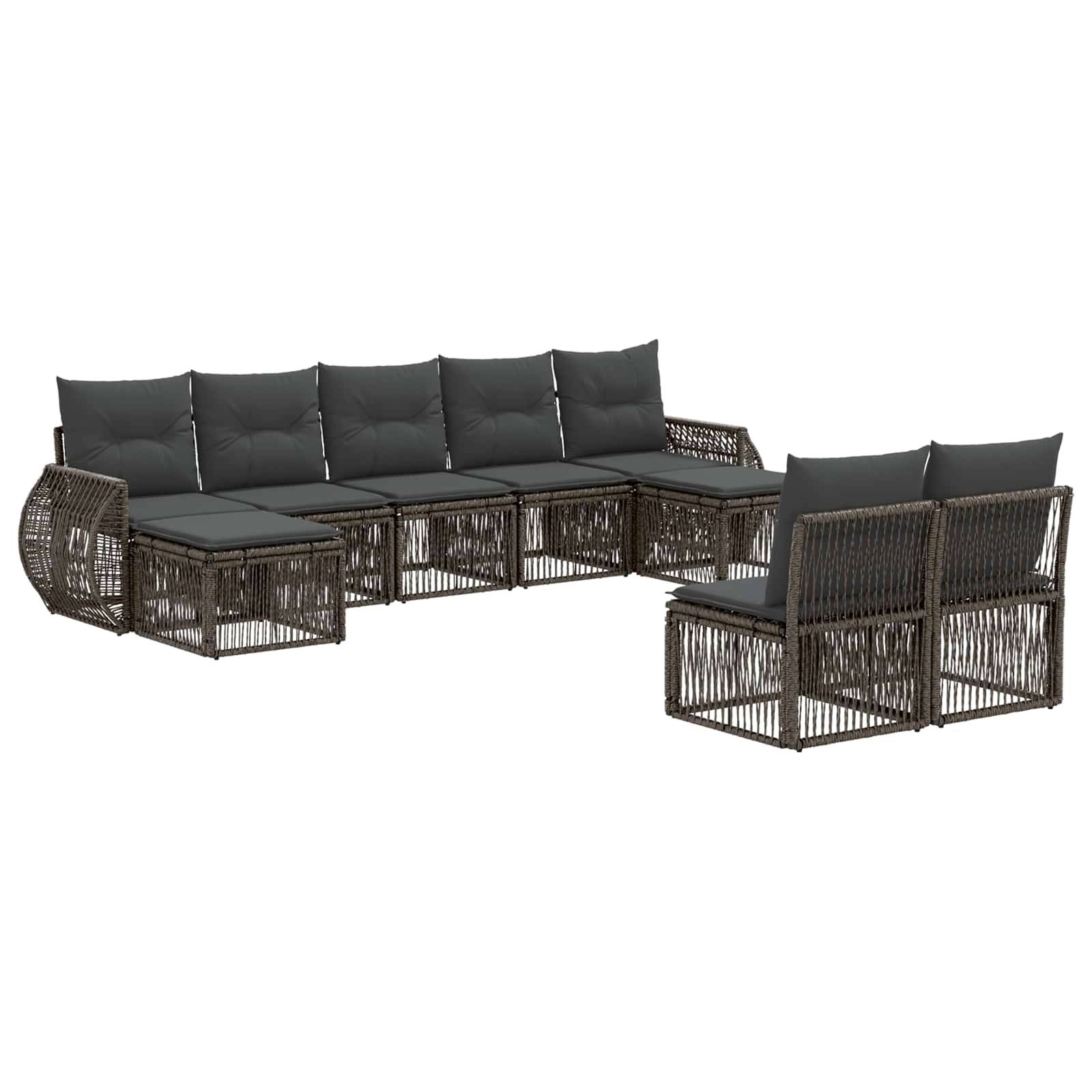 vidaXL Gartensofa-set 9 pcs Grau und Dunkelgrau Poly-Rattan