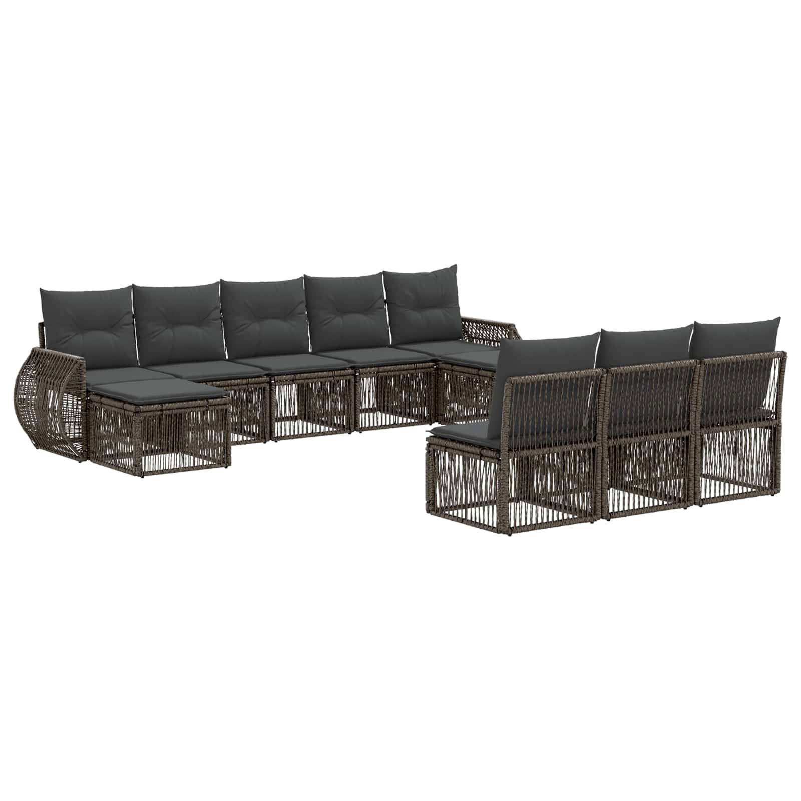 vidaXL Gartensofa-set 10 pcs Grau und Dunkelgrau Poly-Rattan