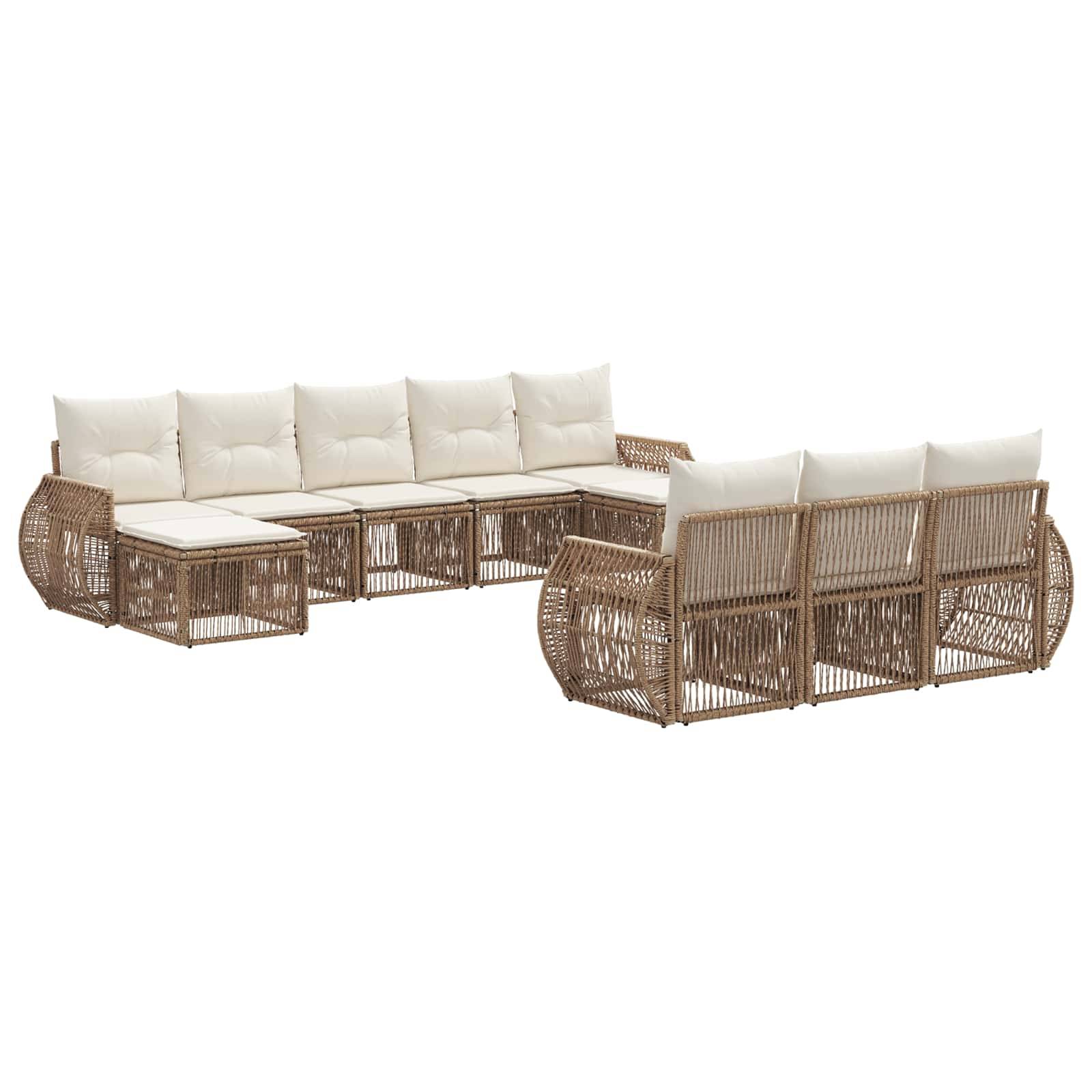 vidaXL Gartensofa-set 10 pcs Beige und Cremeweiß Poly-Rattan
