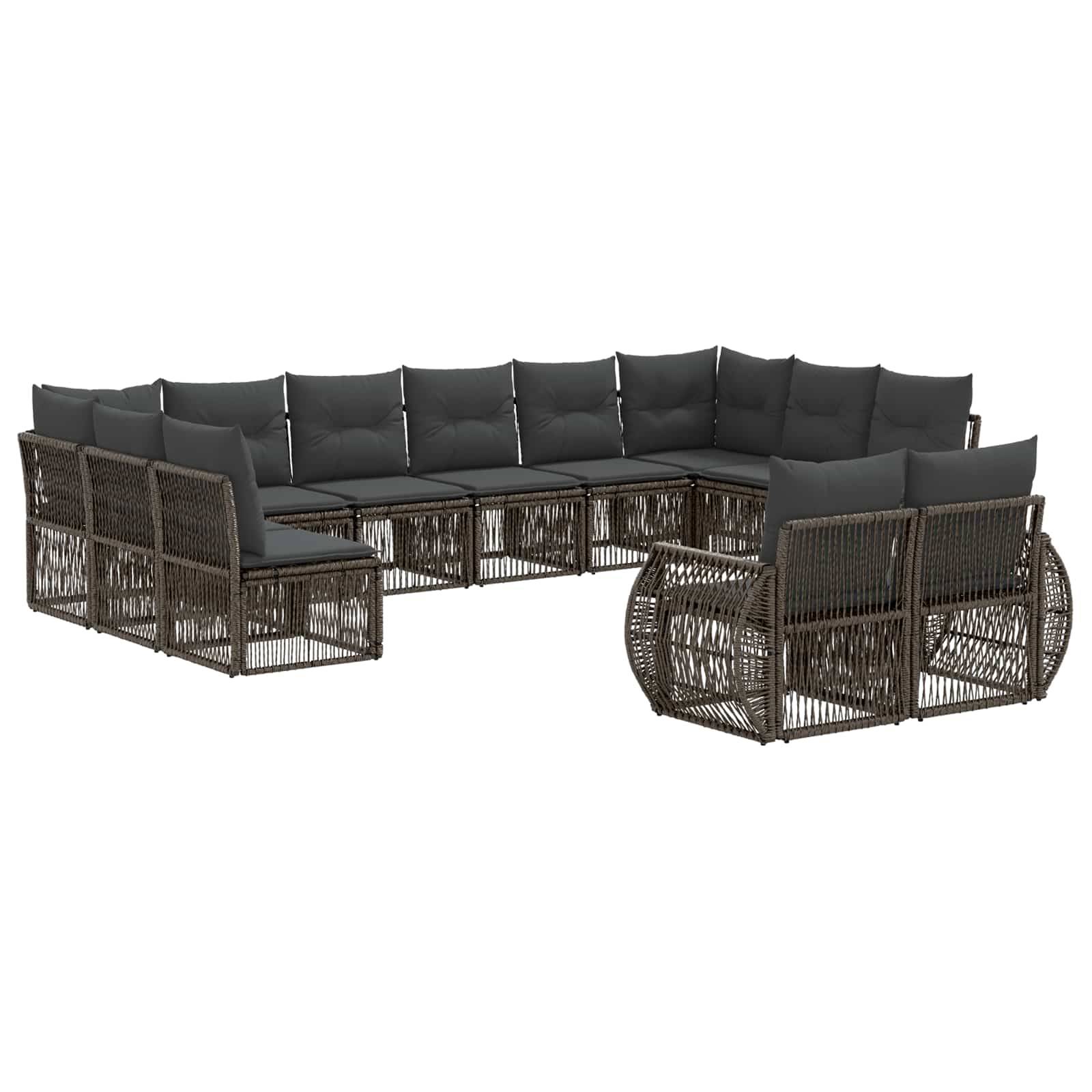 vidaXL Gartensofa-set 12 pcs Grau und Dunkelgrau Poly-Rattan