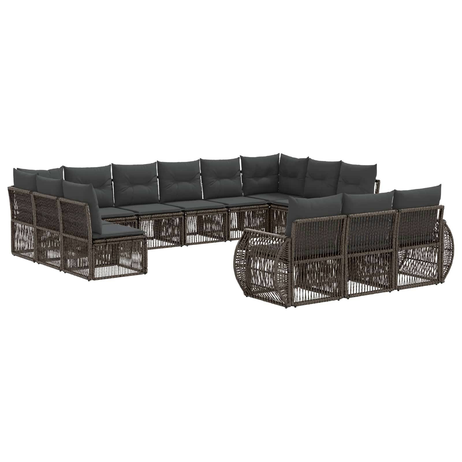 vidaXL Gartensofa-set 13 pcs Grau und Dunkelgrau Poly-Rattan