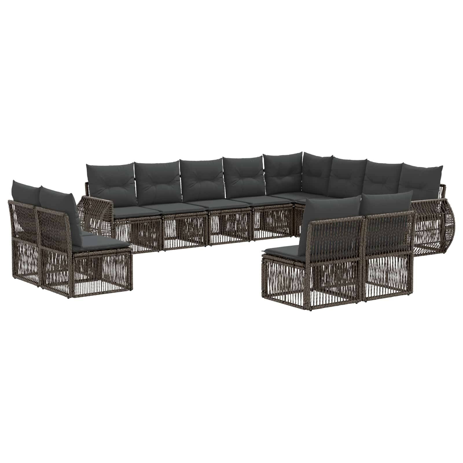 vidaXL Gartensofa-set 12 pcs Grau und Dunkelgrau Poly-Rattan