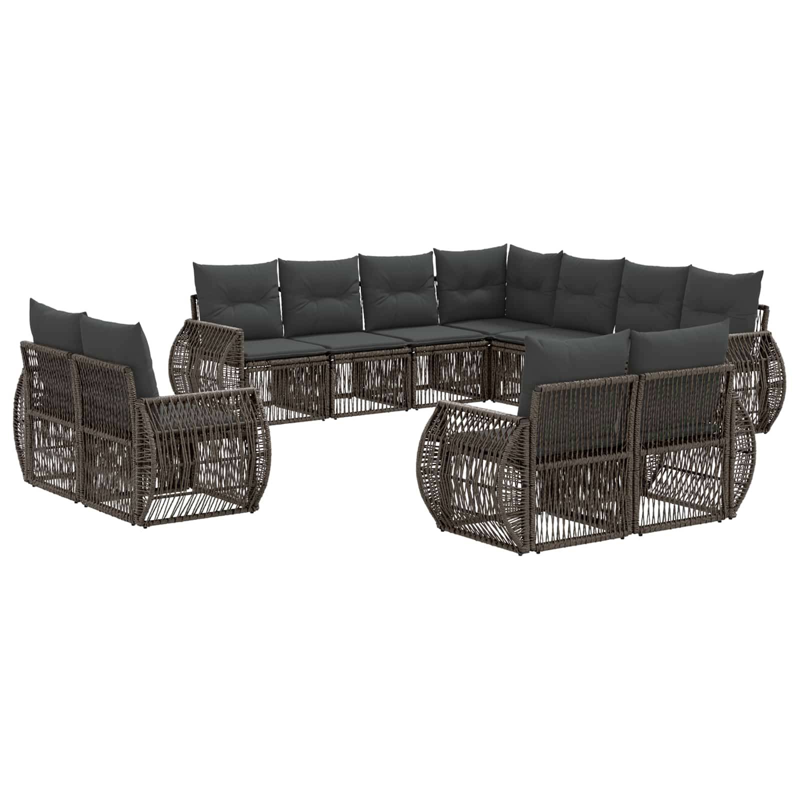 vidaXL Gartensofa-set 11 pcs Grau und Dunkelgrau Poly-Rattan