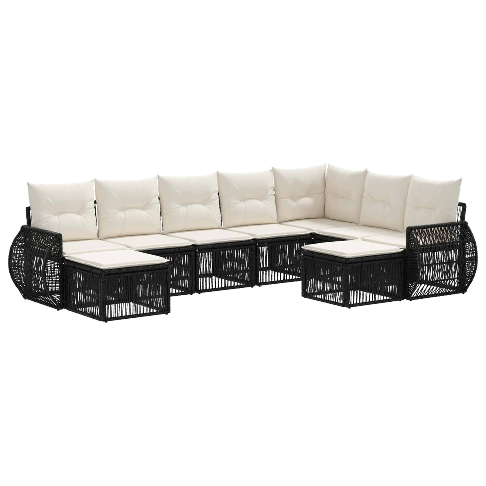 vidaXL Gartensofa-set 9 pcs Schwarz Poly-Rattan