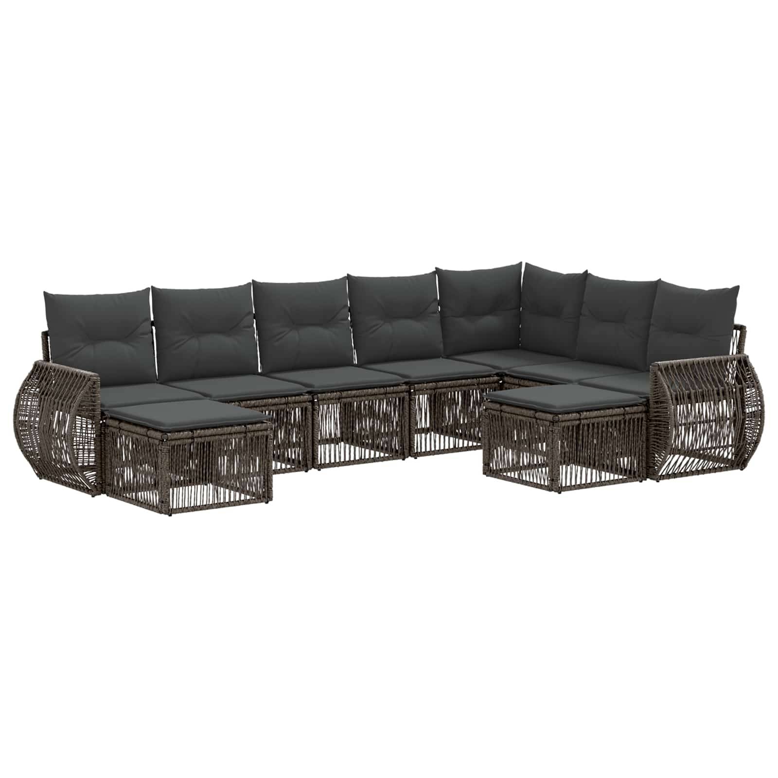 vidaXL Gartensofa-set 9 pcs Grau Poly-Rattan