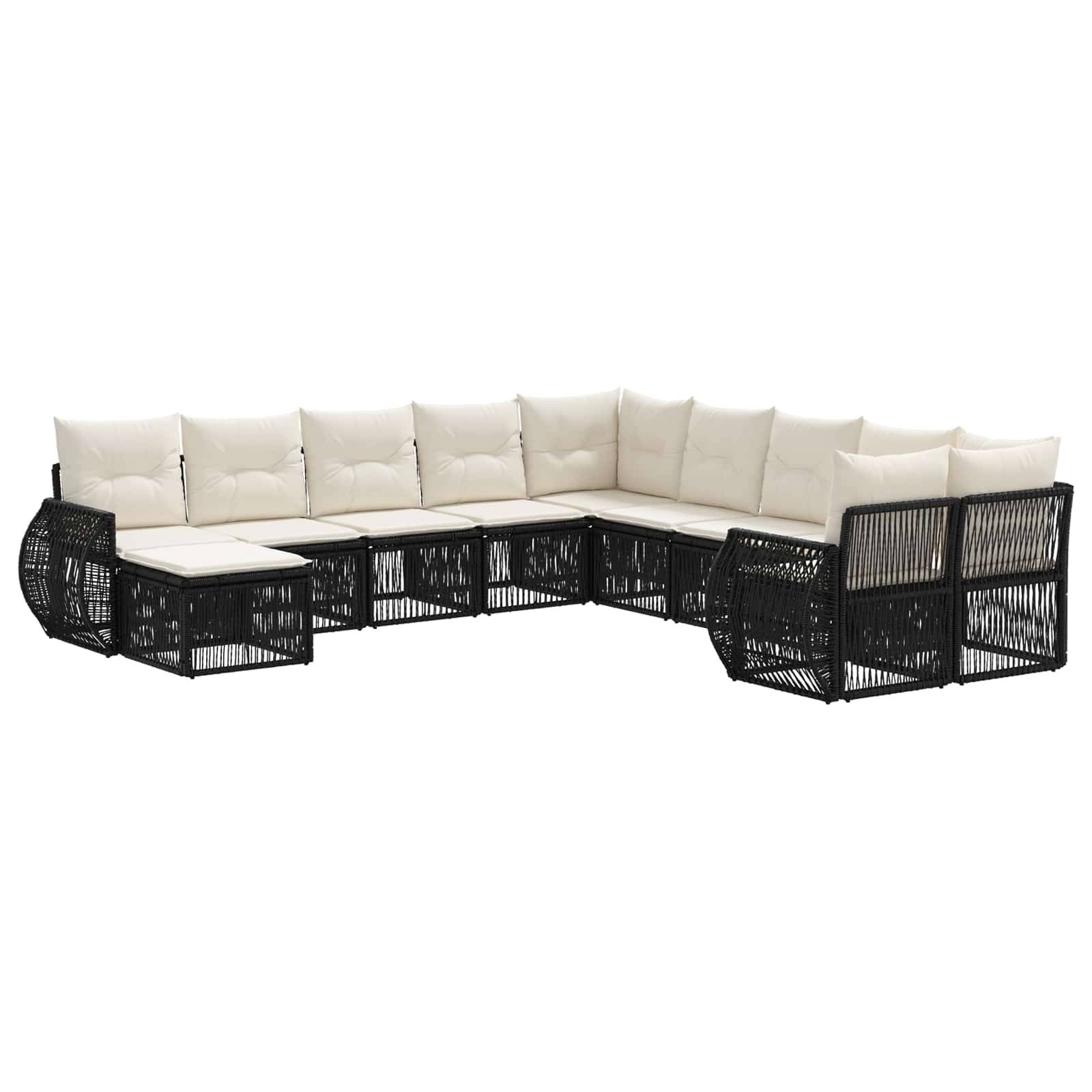 vidaXL Gartensofa-set 11 pcs Schwarz Poly-Rattan
