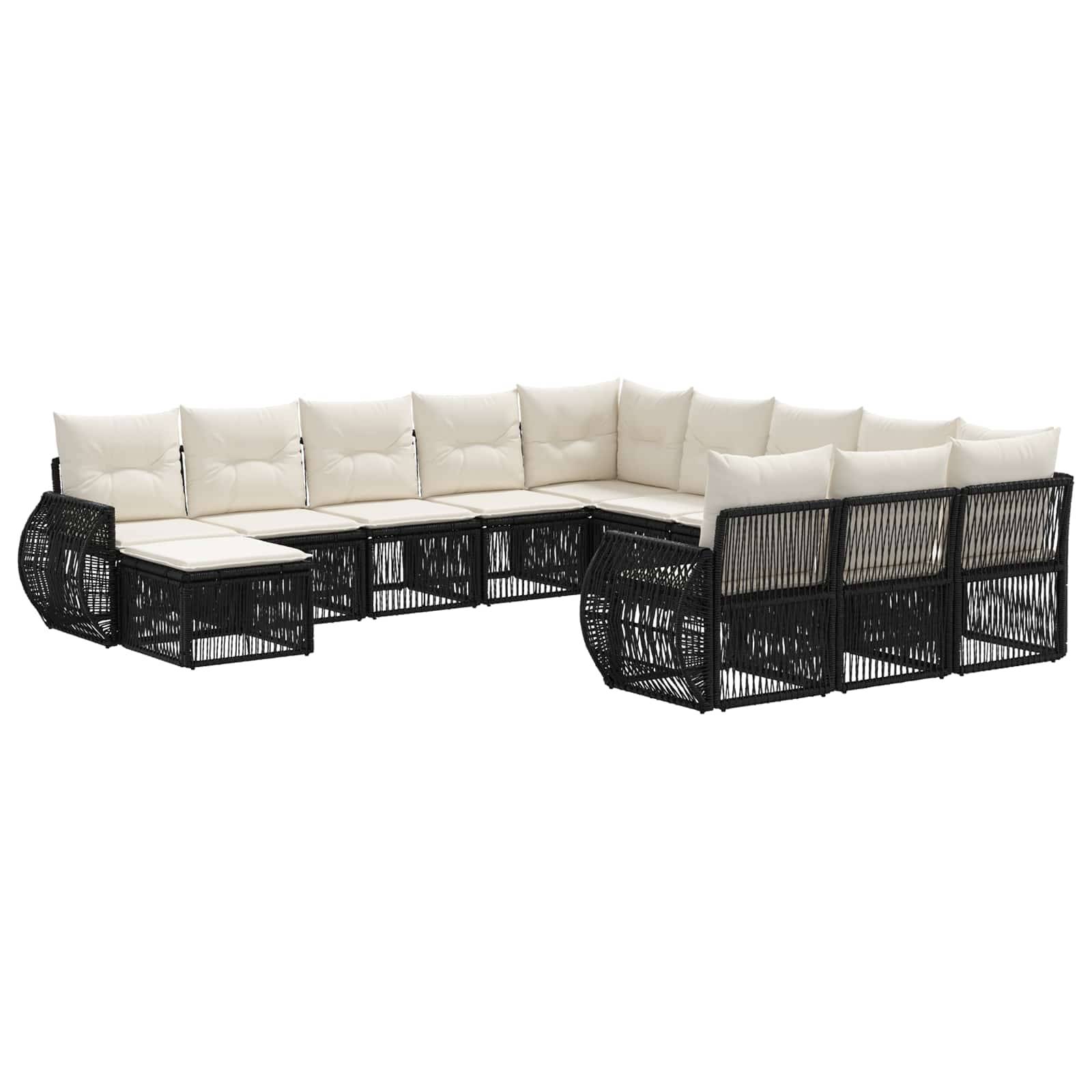 vidaXL Gartensofa-set 12 pcs Schwarz Poly-Rattan