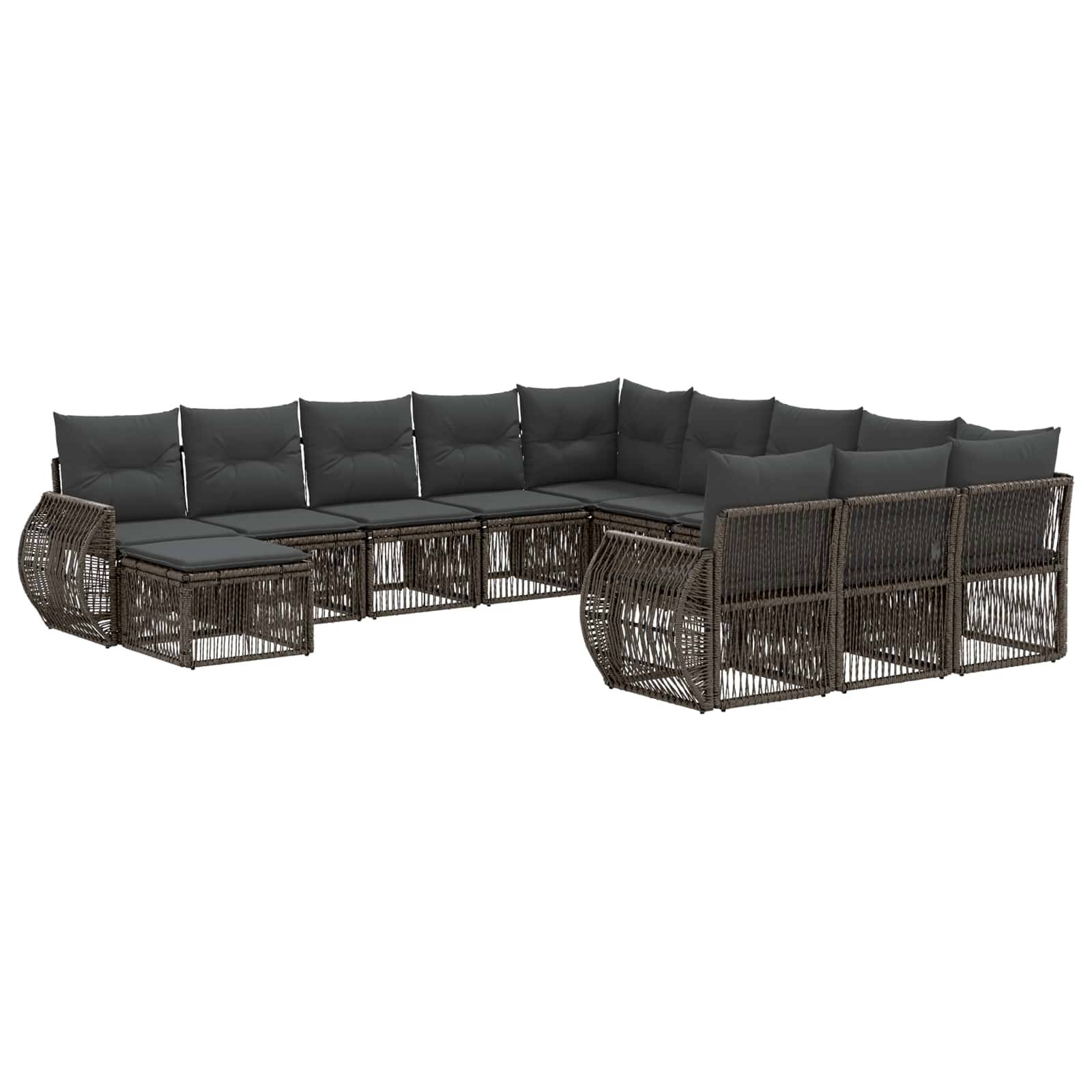 vidaXL Gartensofa-set 12 pcs Grau Poly-Rattan