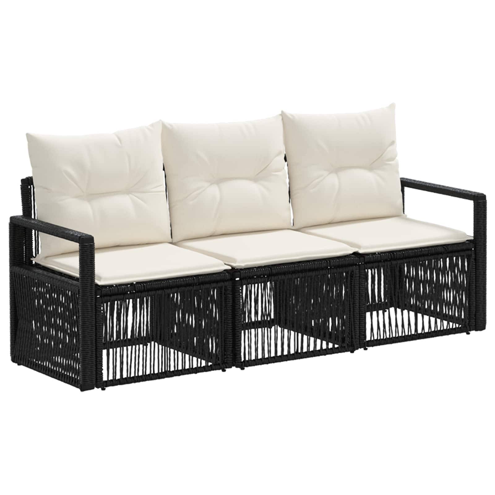 vidaXL Gartensofa-set 3 pcs Schwarz Poly-Rattan