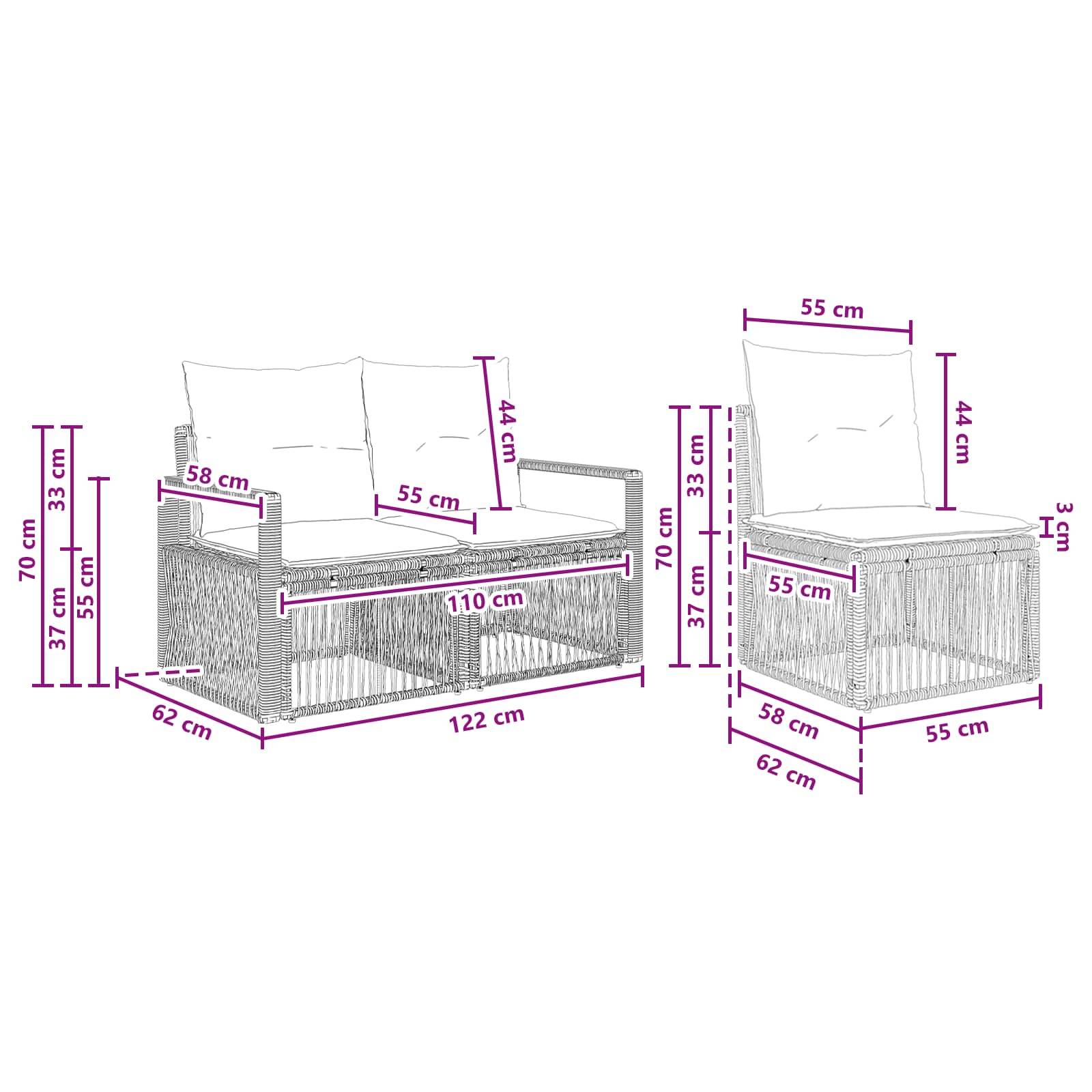 vidaXL Gartensofa-set 5 pcs Grau Poly-Rattan