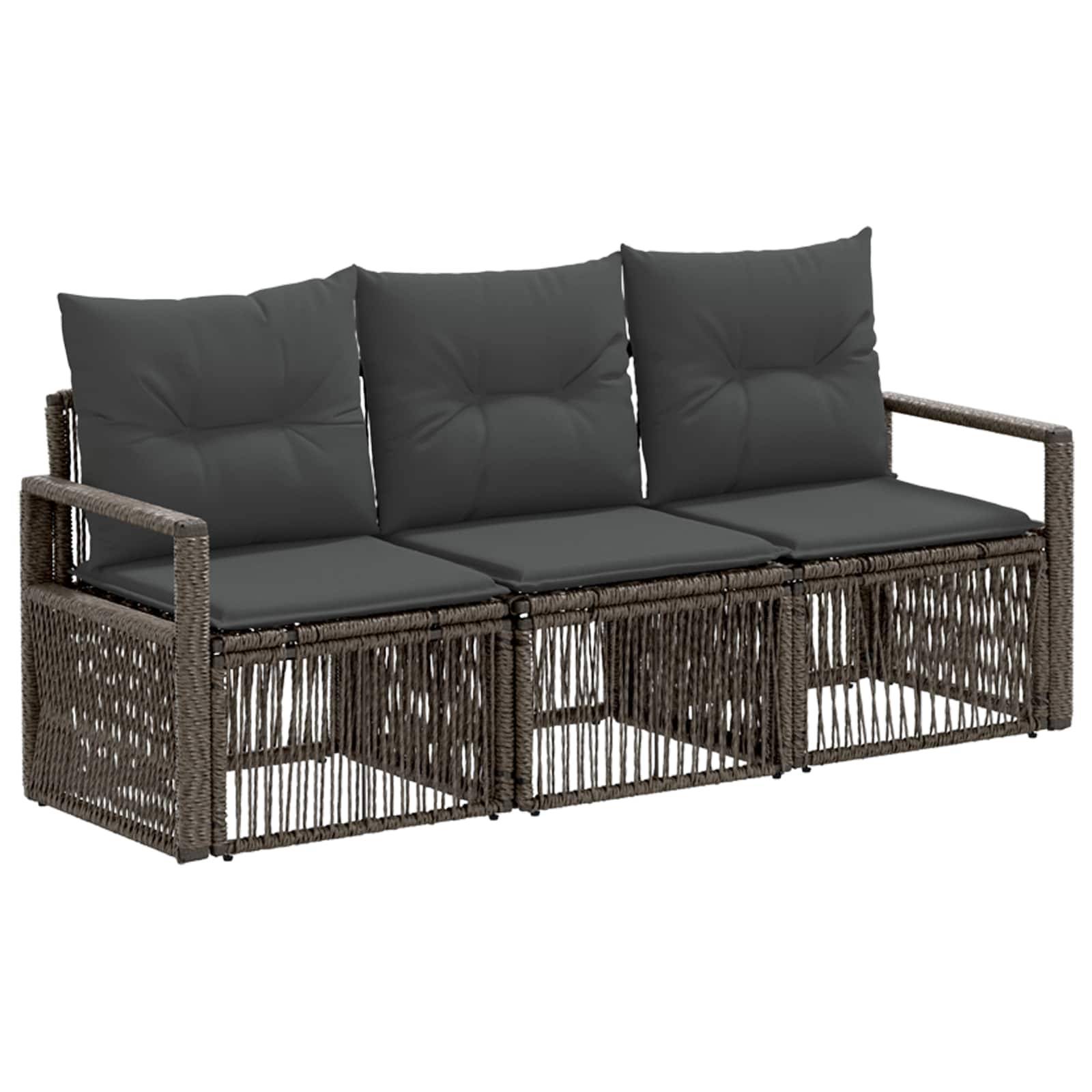 vidaXL Gartensofa-set 3 pcs Grau Poly-Rattan