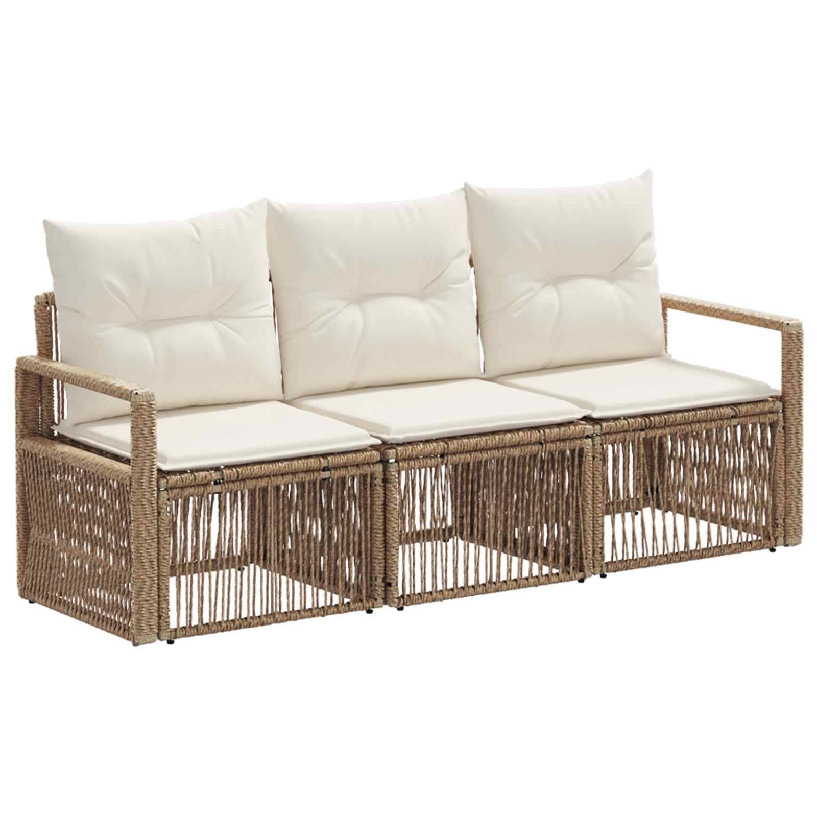 vidaXL Gartensofa-set 3 pcs Beige Poly-Rattan