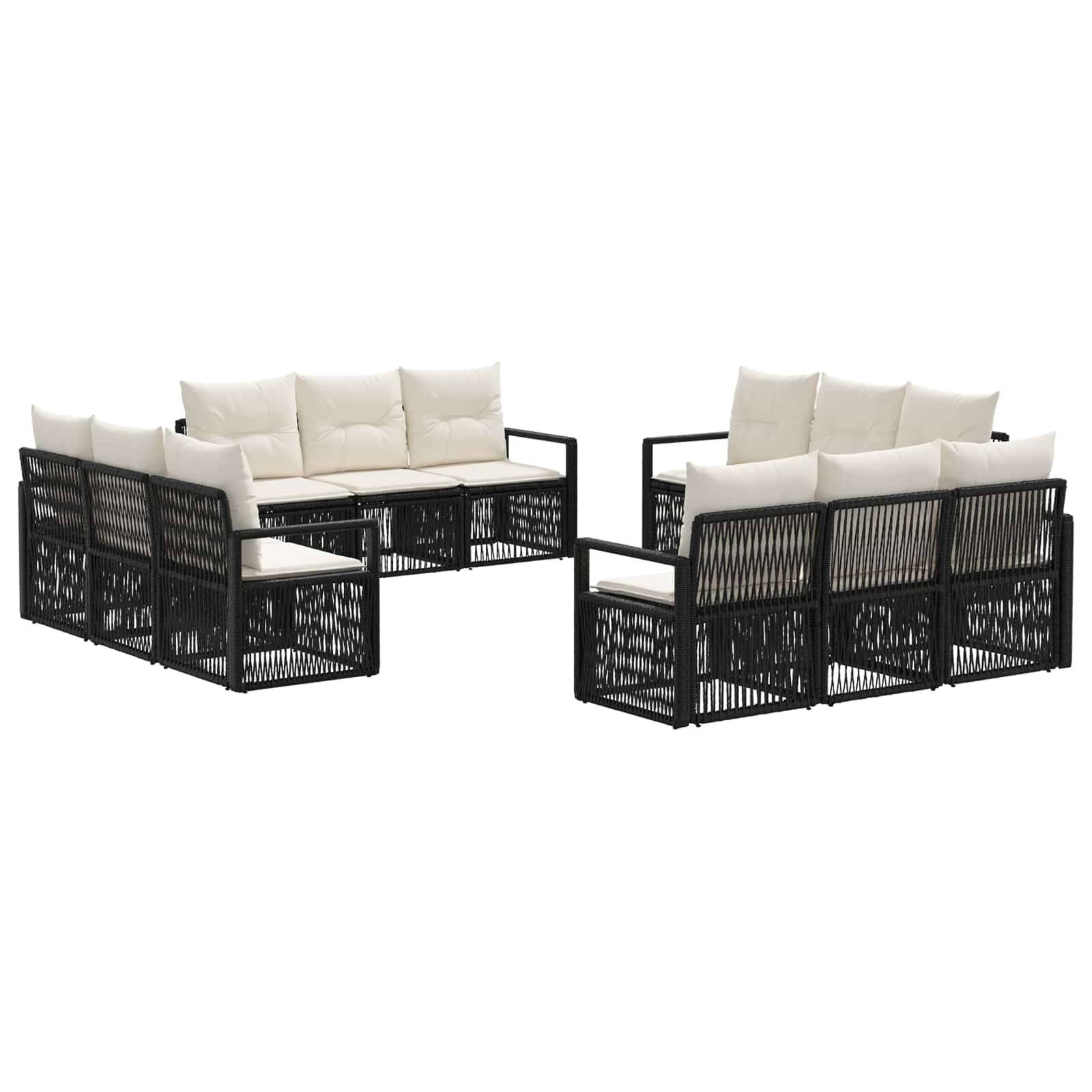 vidaXL Gartensofa-set 12 pcs Schwarz Poly-Rattan