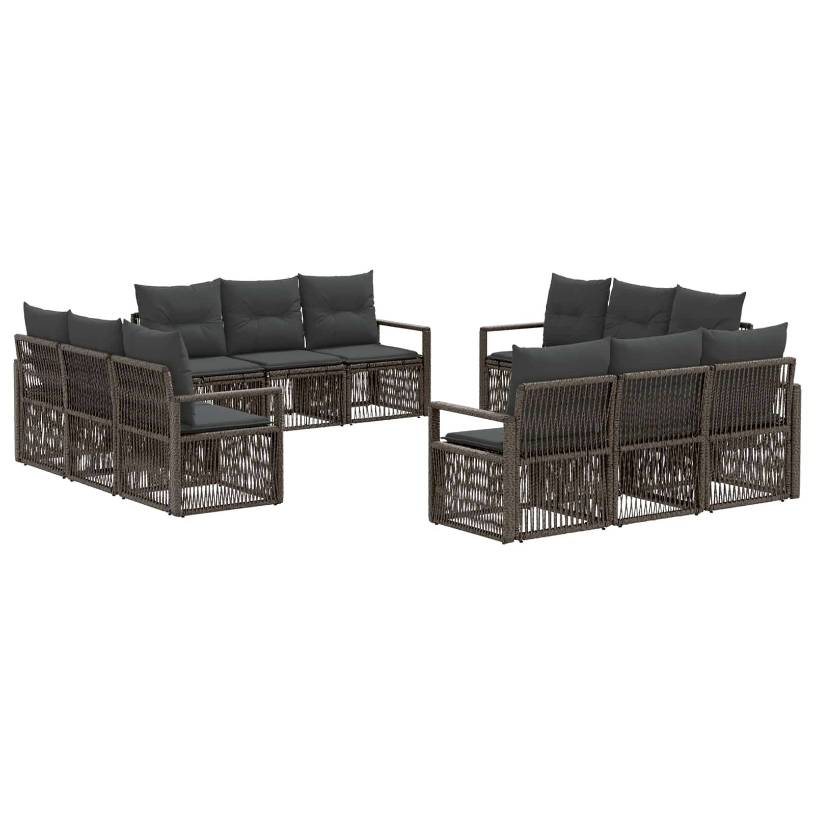 vidaXL Gartensofa-set 12 pcs Grau Poly-Rattan