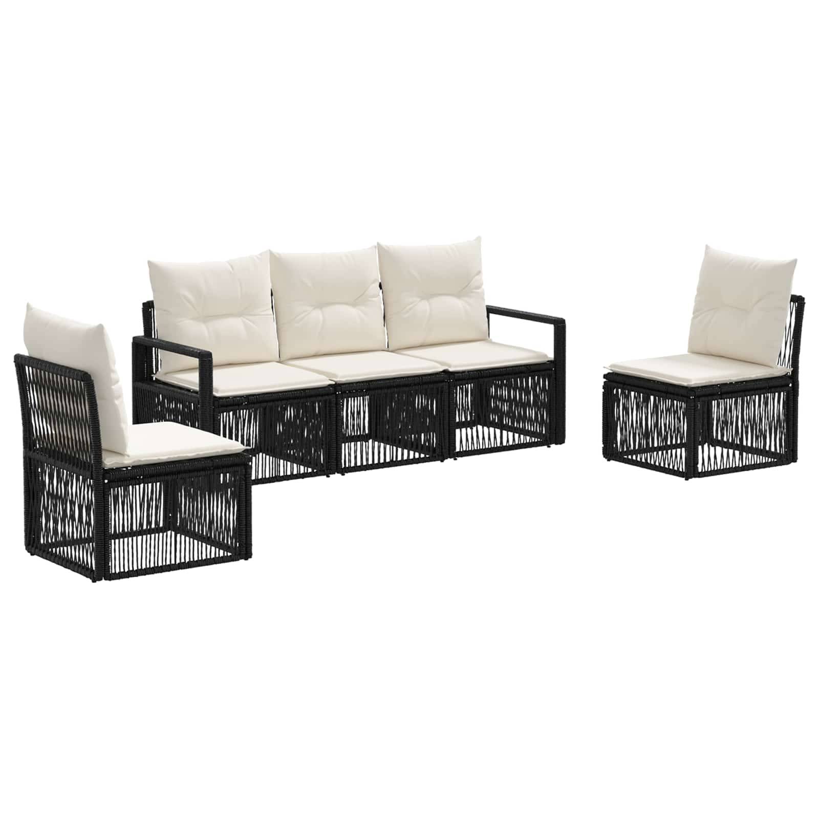 vidaXL Gartensofa-set 5 pcs Schwarz Poly-Rattan