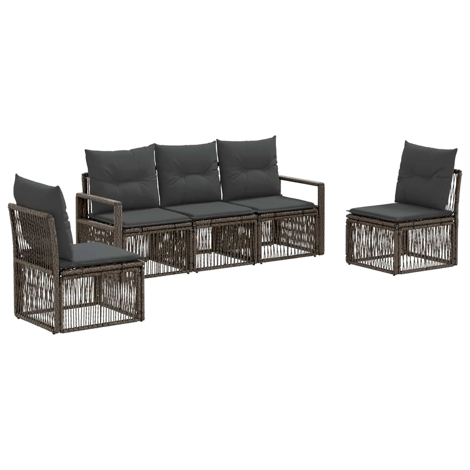 vidaXL Gartensofa-set 5 pcs Grau Poly-Rattan