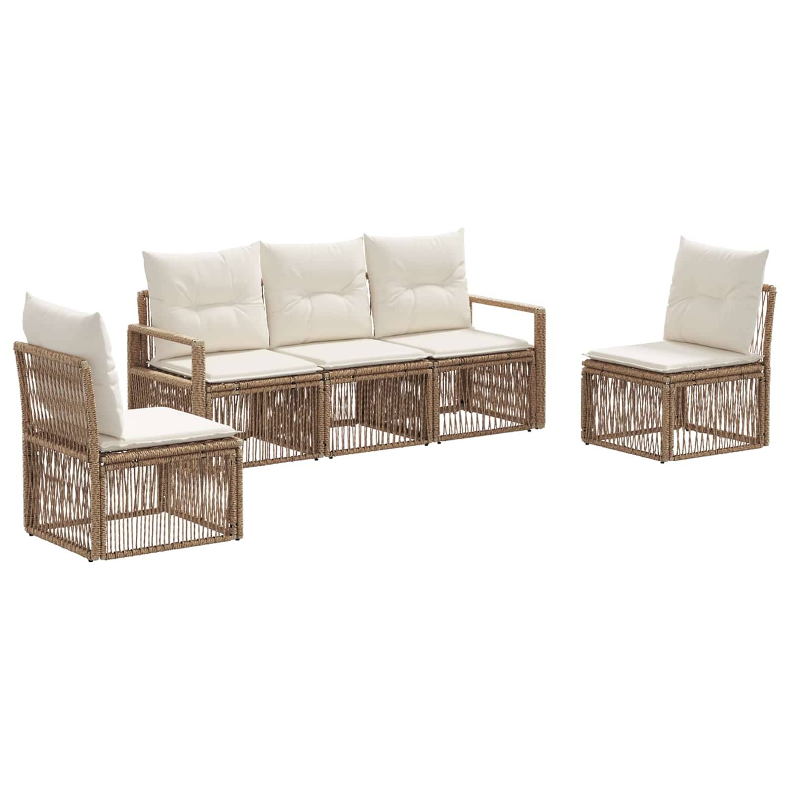 vidaXL Gartensofa-set 5 pcs Beige Poly-Rattan