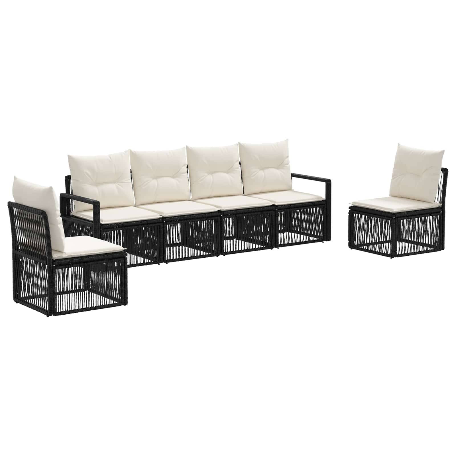 vidaXL Gartensofa-set 6 pcs Schwarz Poly-Rattan