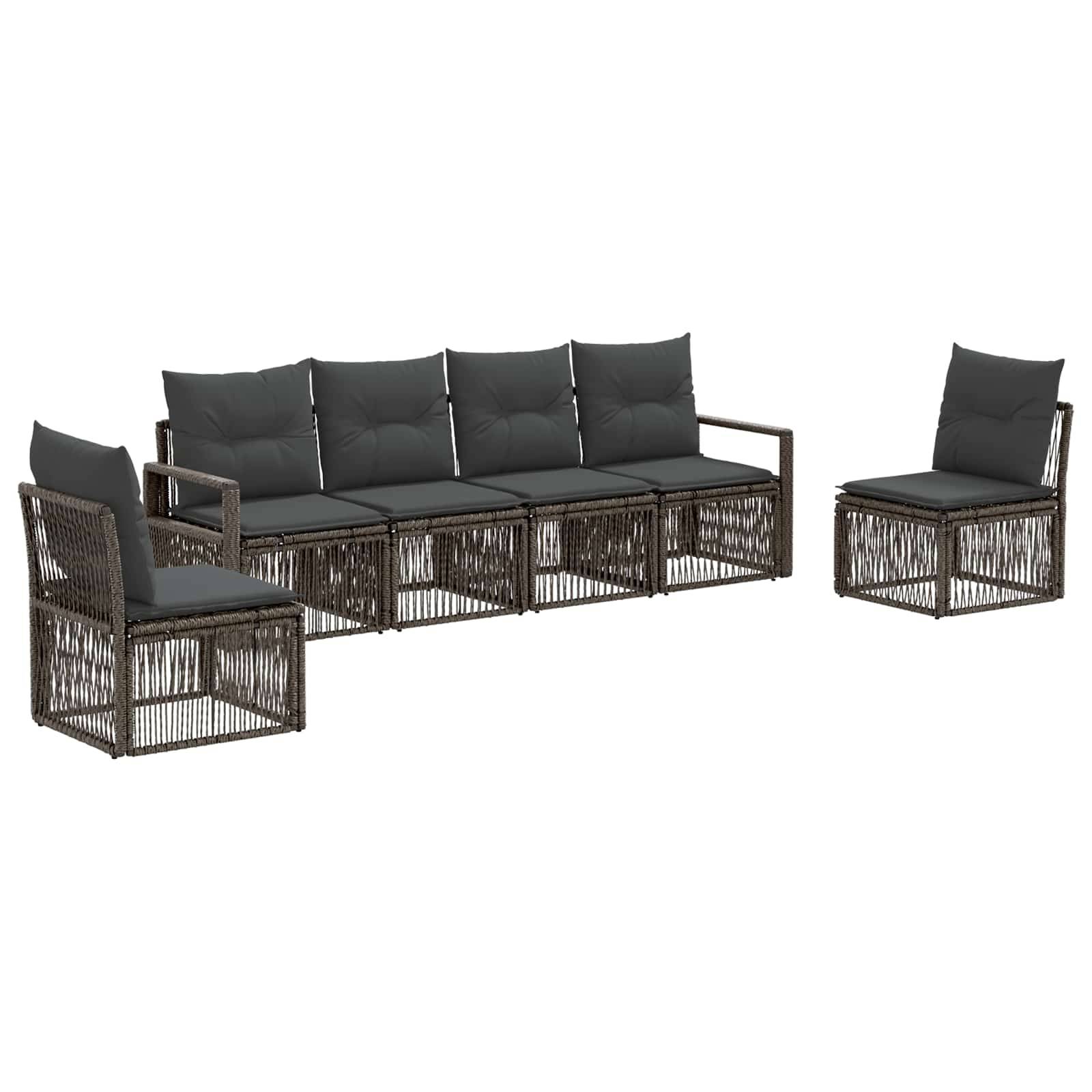 vidaXL Gartensofa-set 6 pcs Grau Poly-Rattan