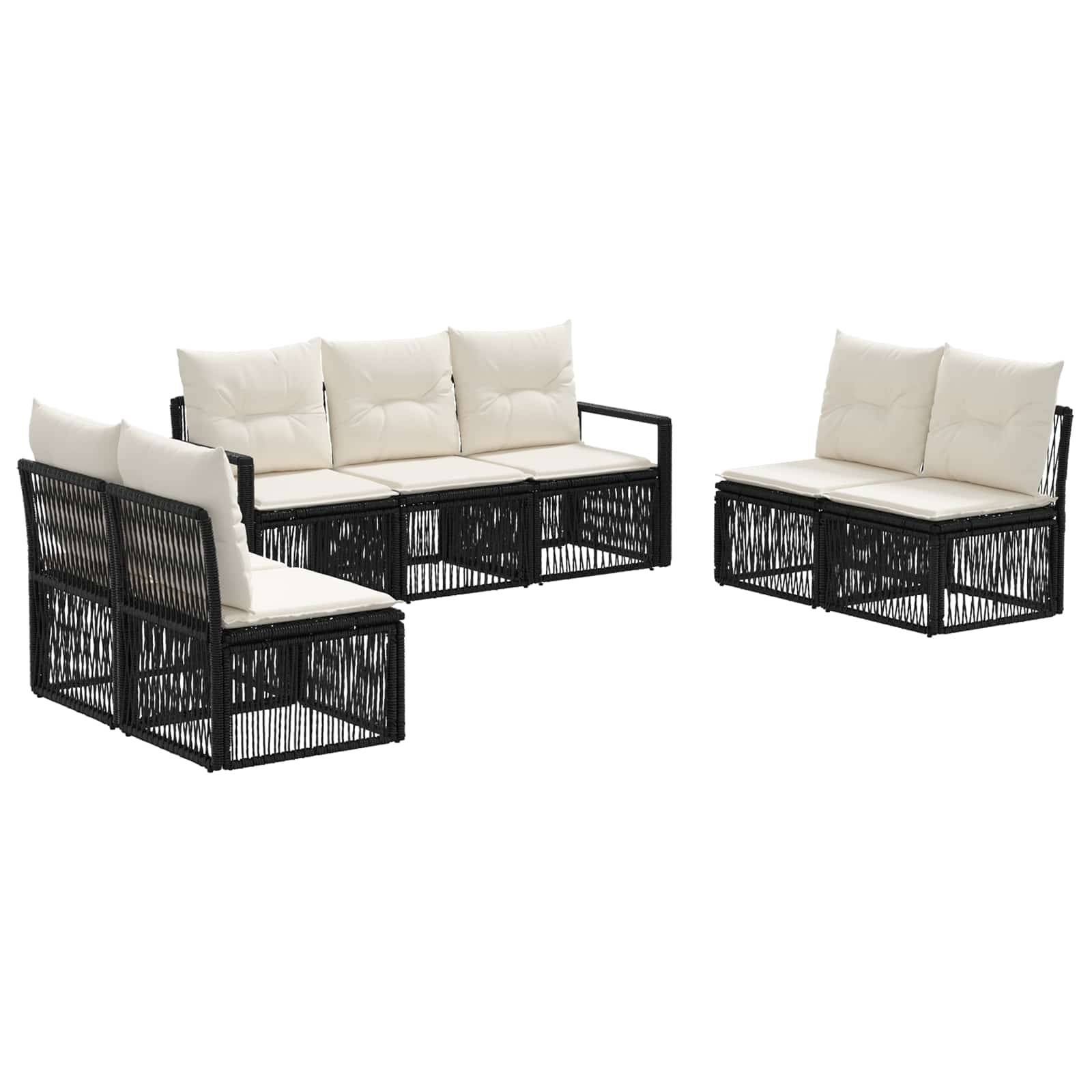 vidaXL Gartensofa-set 7 pcs Schwarz Poly-Rattan