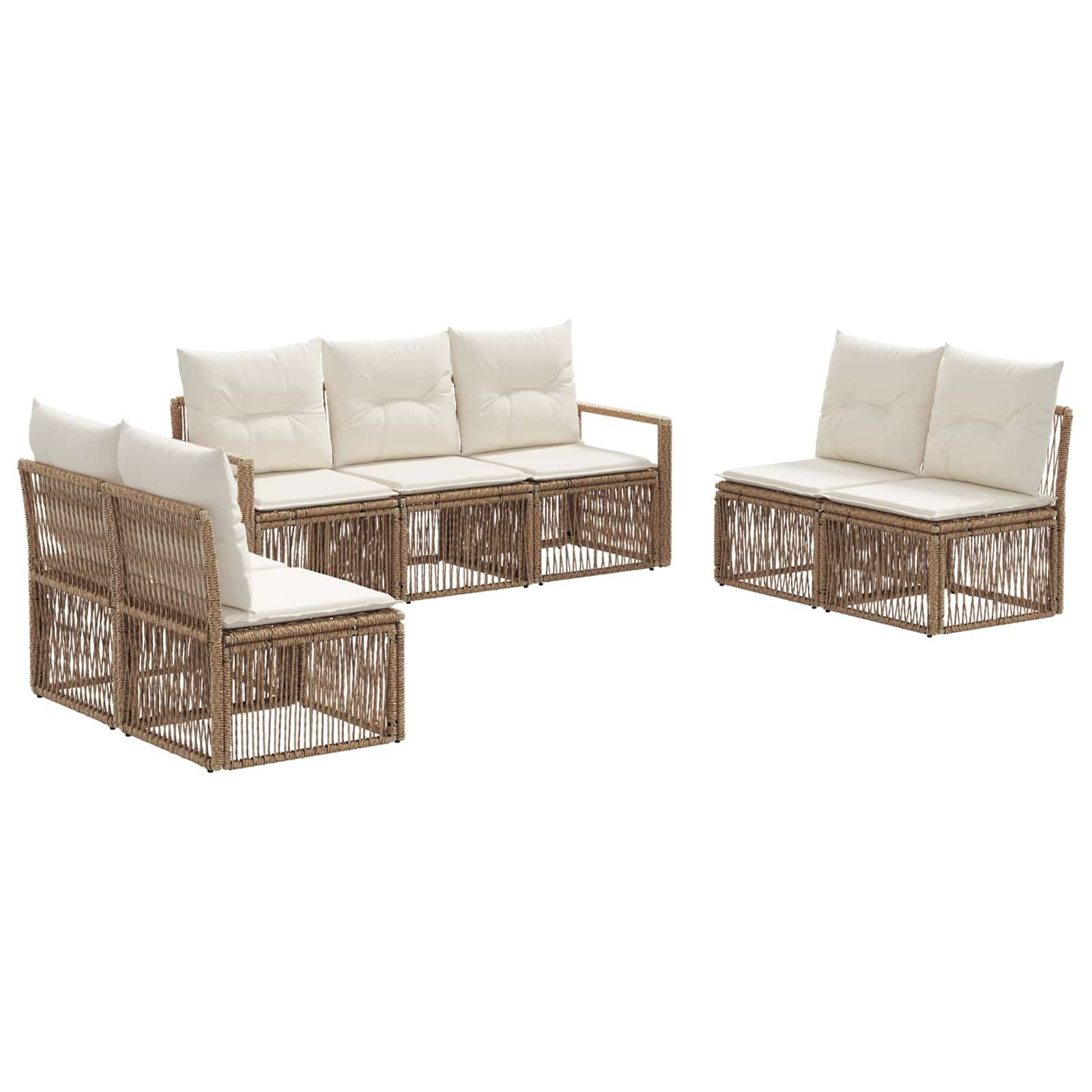 vidaXL Gartensofa-set 7 pcs Beige Poly-Rattan