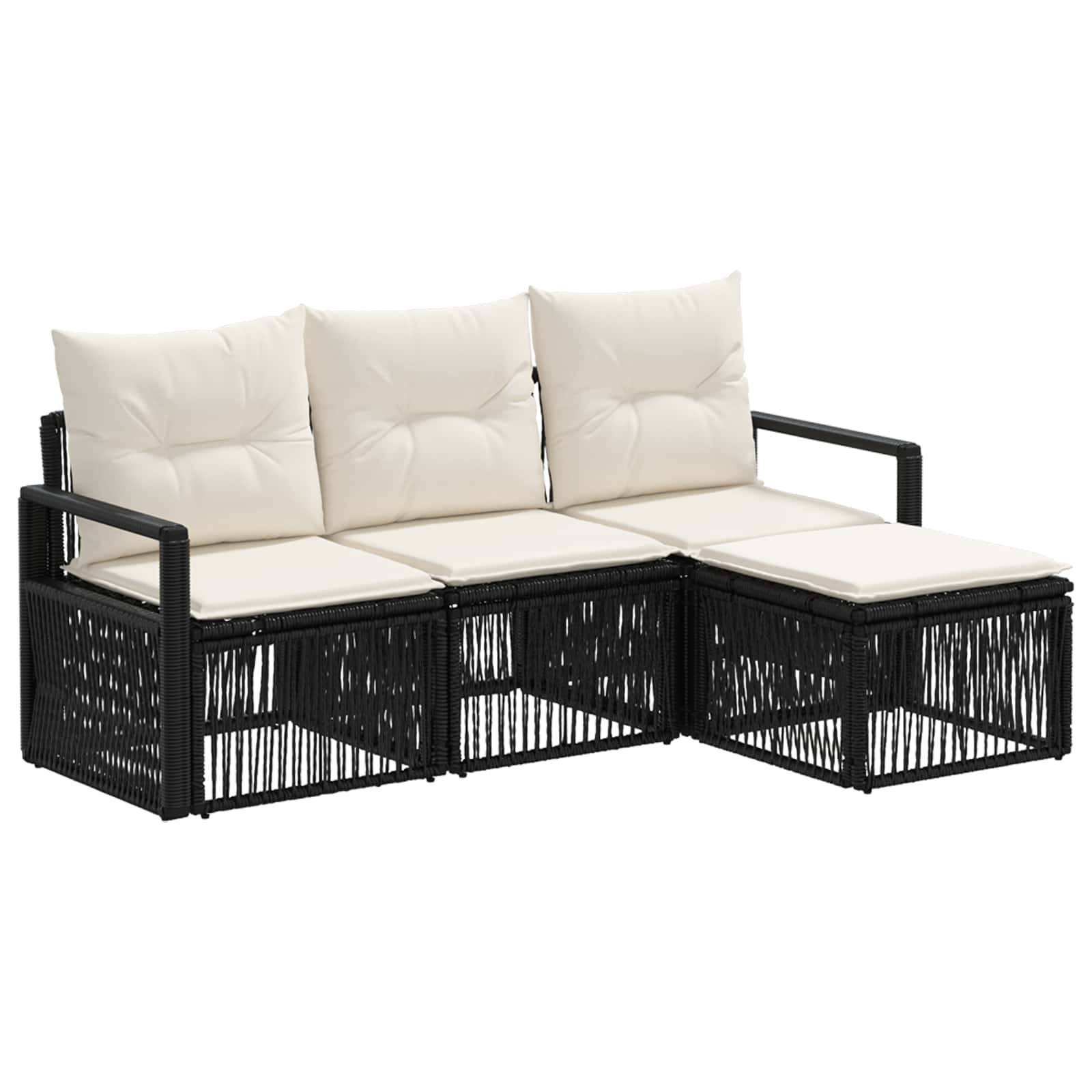 vidaXL Gartensofa-set 4 pcs Schwarz Poly-Rattan