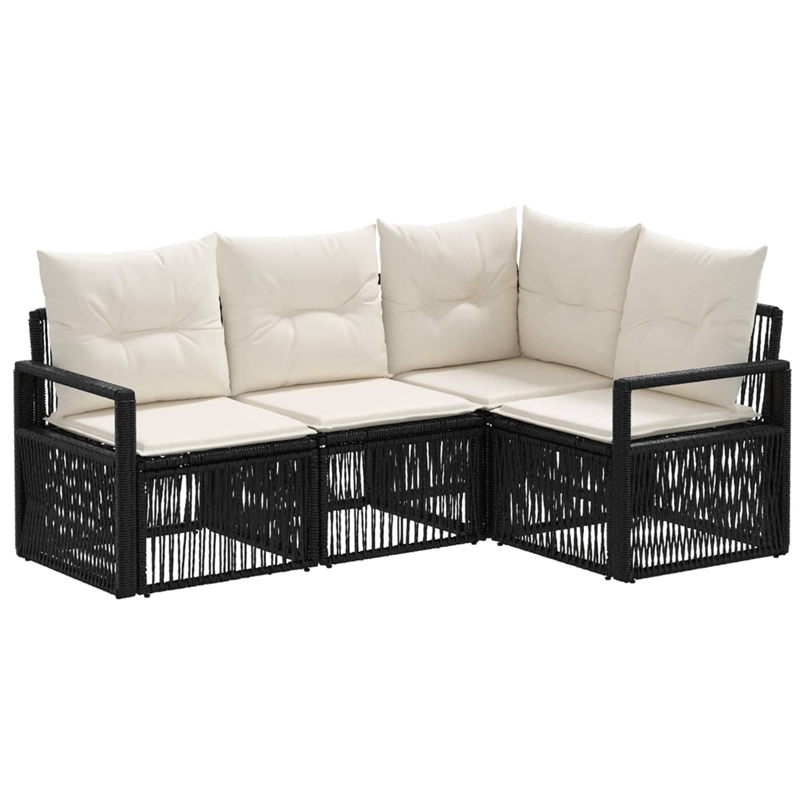 vidaXL Gartensofa-set 4 pcs Schwarz Poly-Rattan