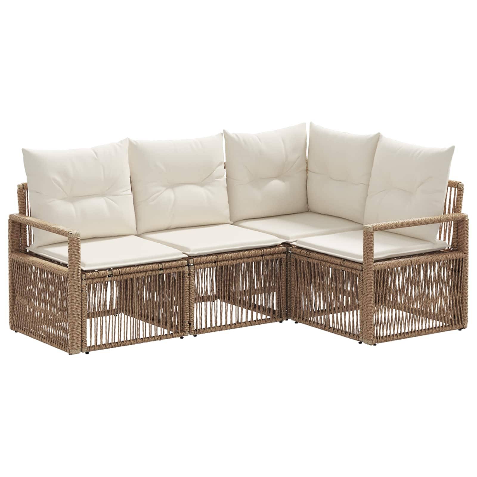 vidaXL Gartensofa-set 4 pcs Beige Poly-Rattan