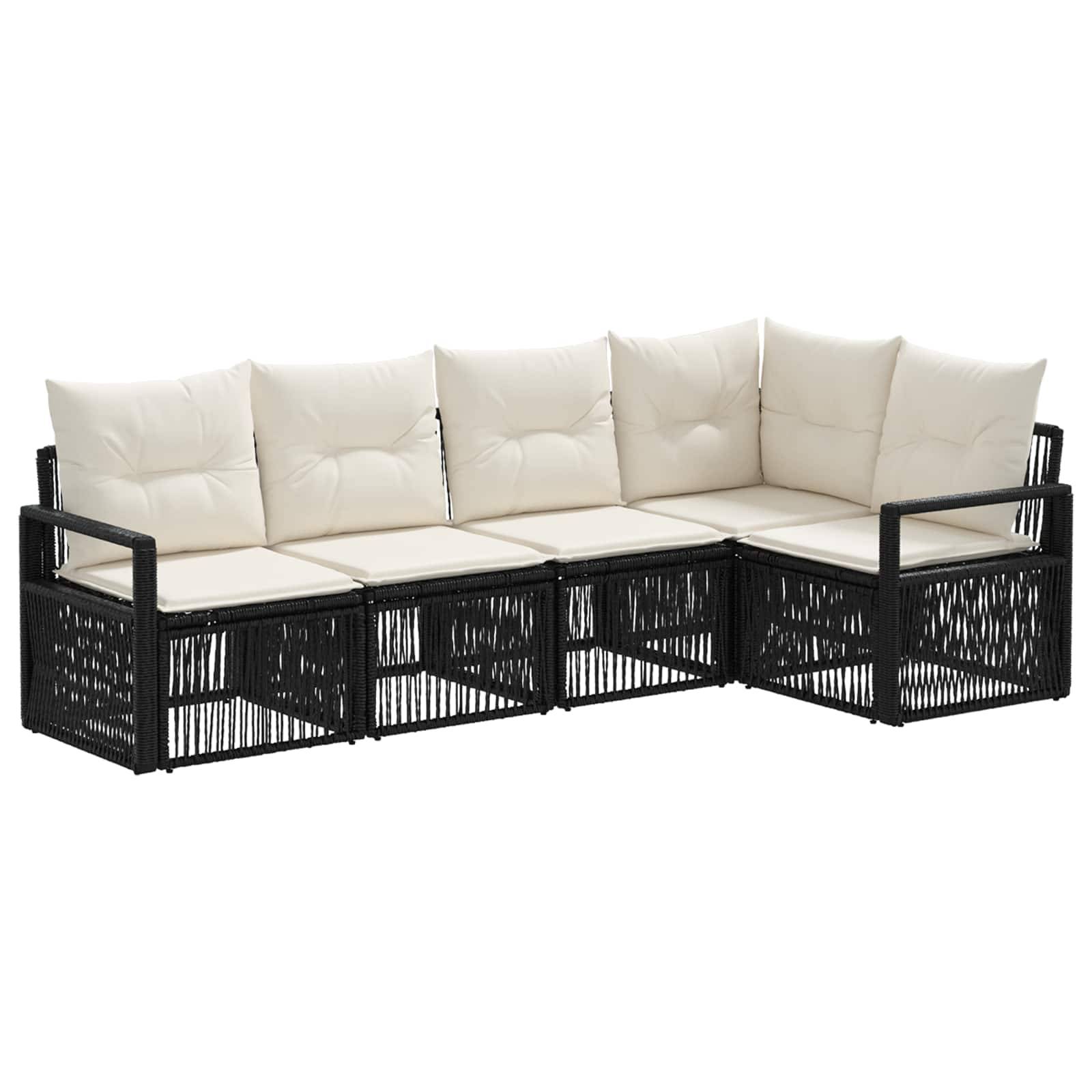 vidaXL Gartensofa-set 5 pcs Schwarz Poly-Rattan
