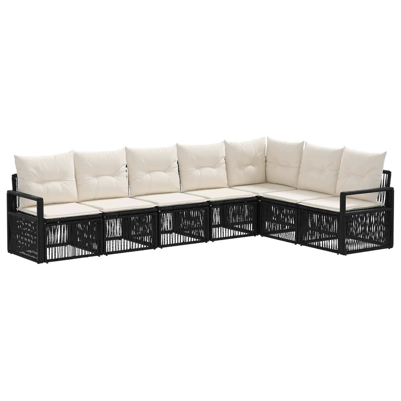 vidaXL Gartensofa-set 7 pcs Schwarz Poly-Rattan