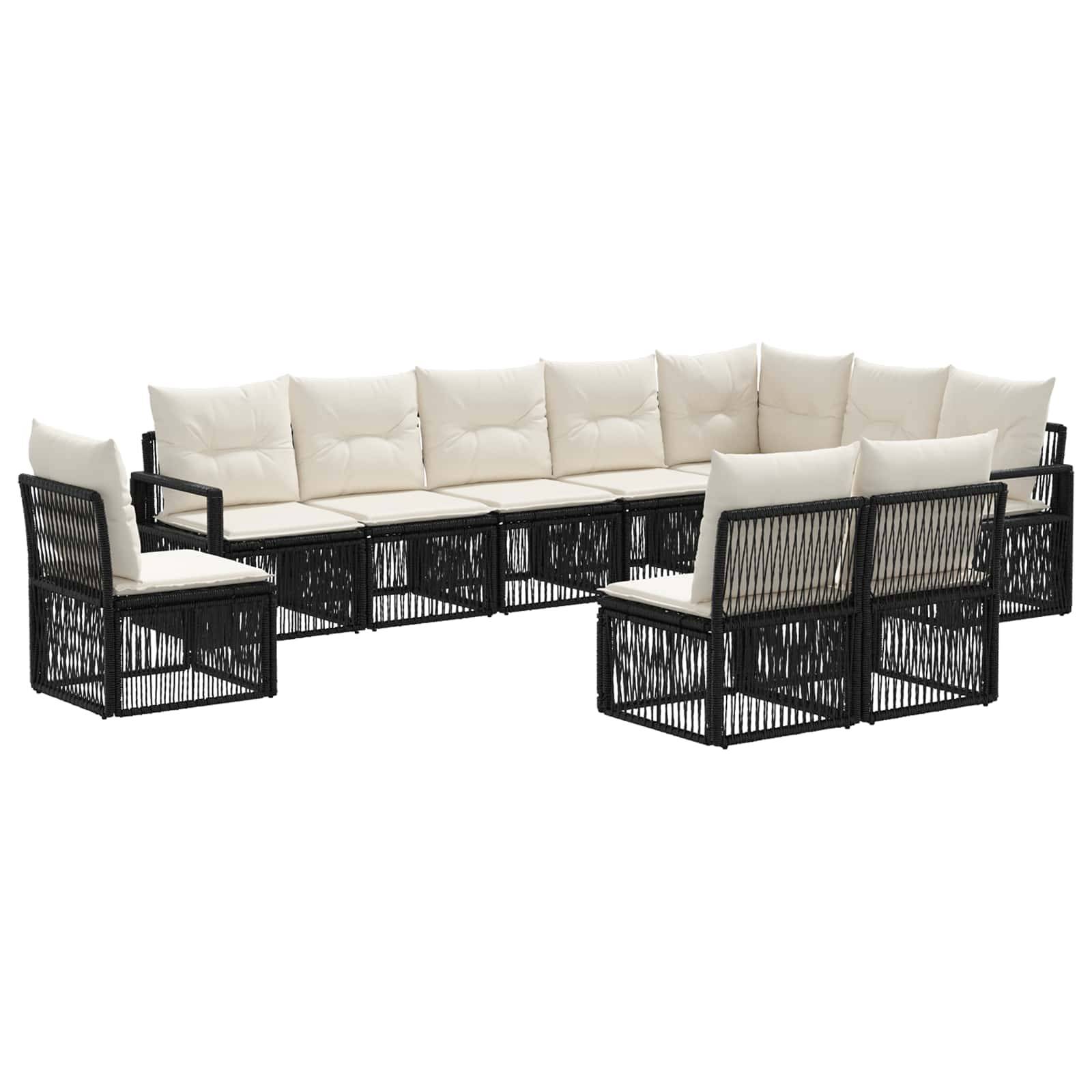 vidaXL Gartensofa-set 10 pcs Schwarz Poly-Rattan