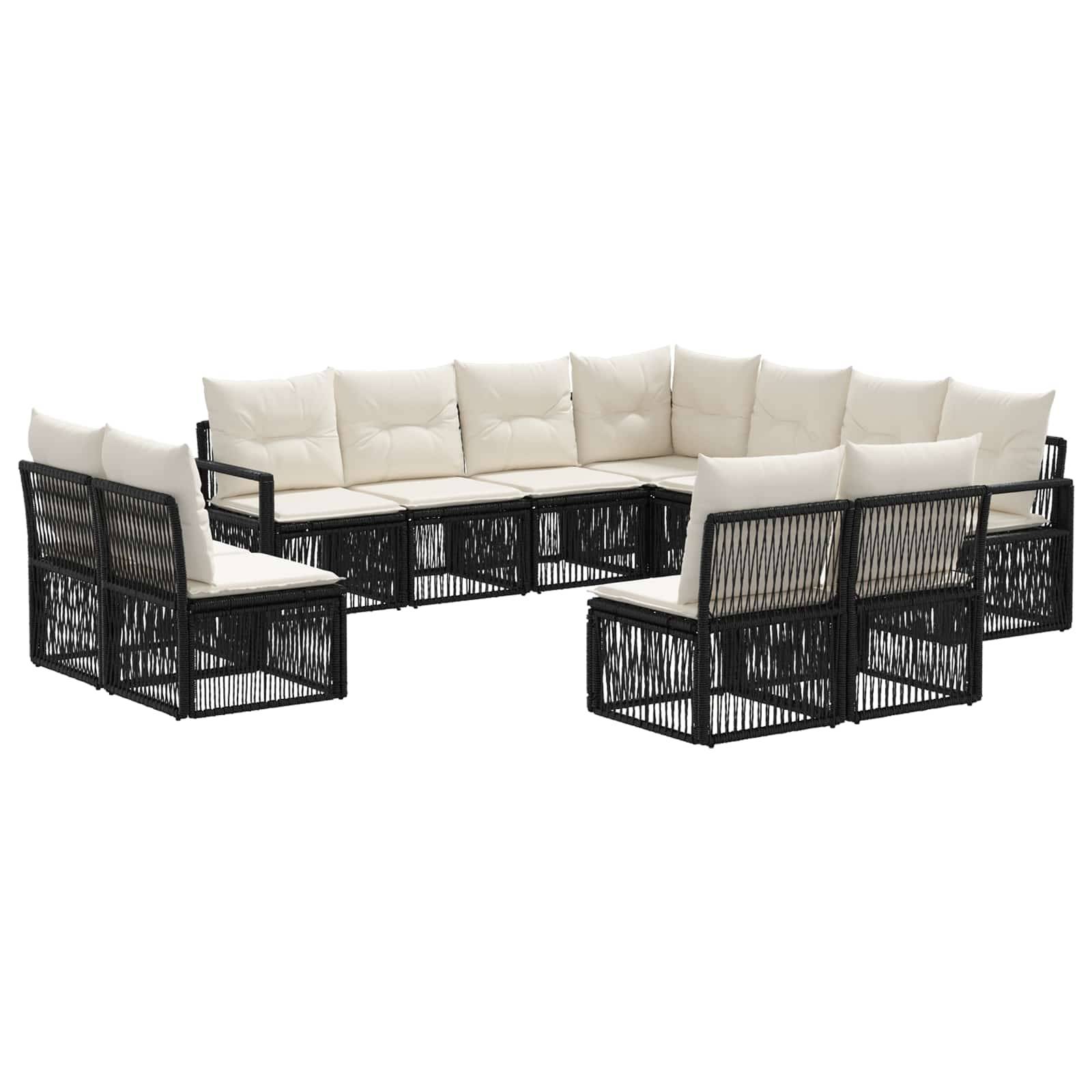 vidaXL Gartensofa-set 11 pcs Schwarz Poly-Rattan