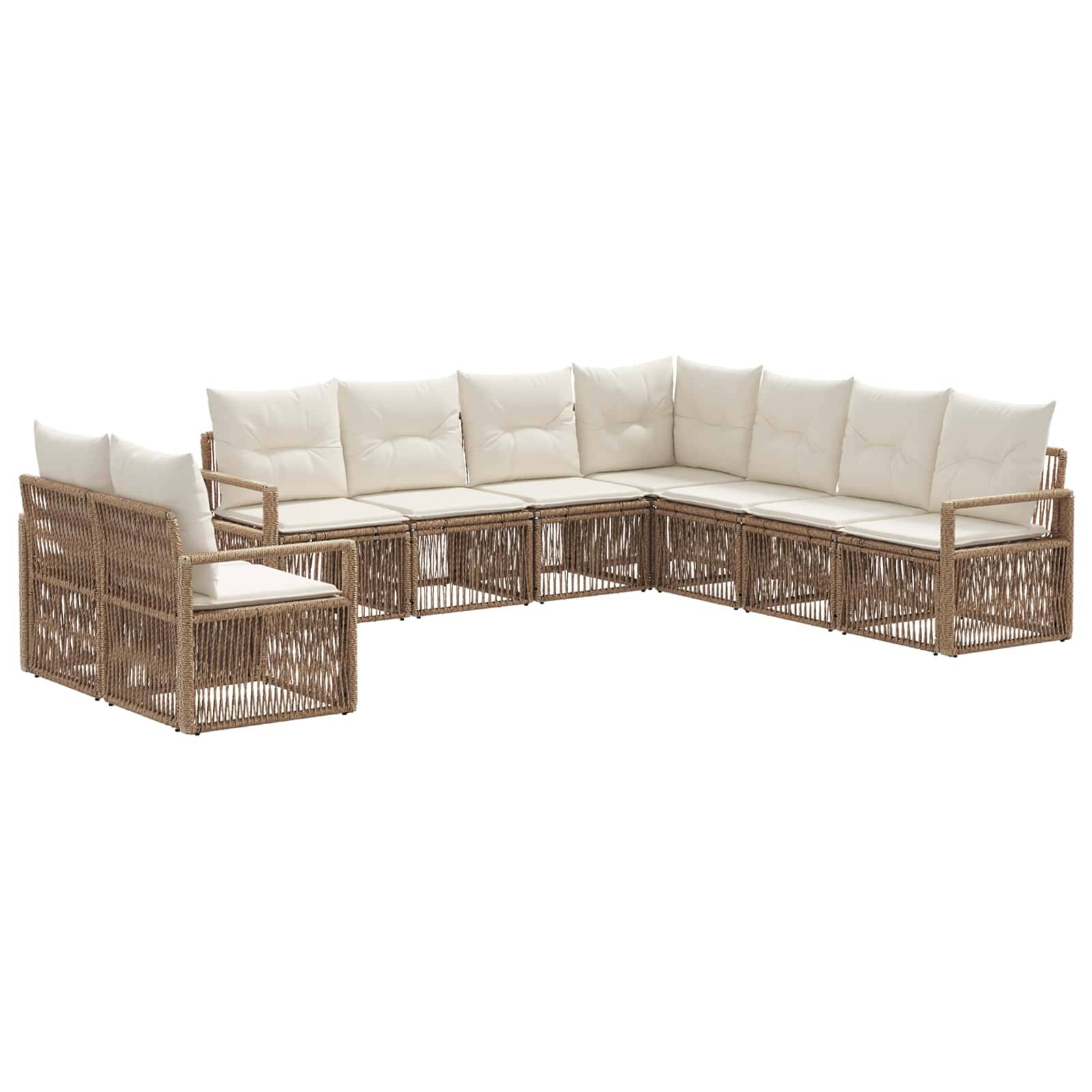 vidaXL Gartensofa-set 9 pcs Beige Poly-Rattan