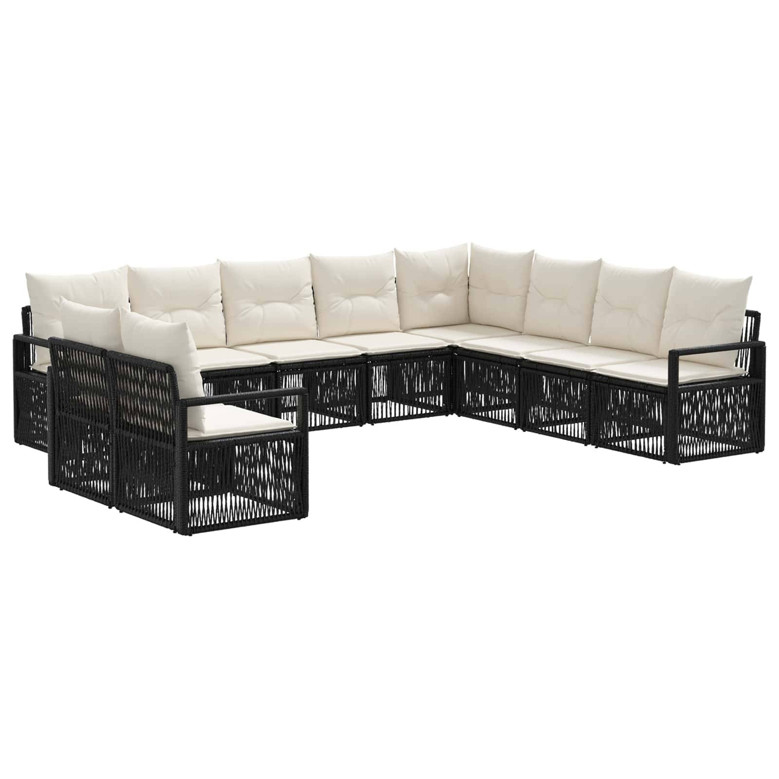 vidaXL Gartensofa-set 10 pcs Schwarz Poly-Rattan