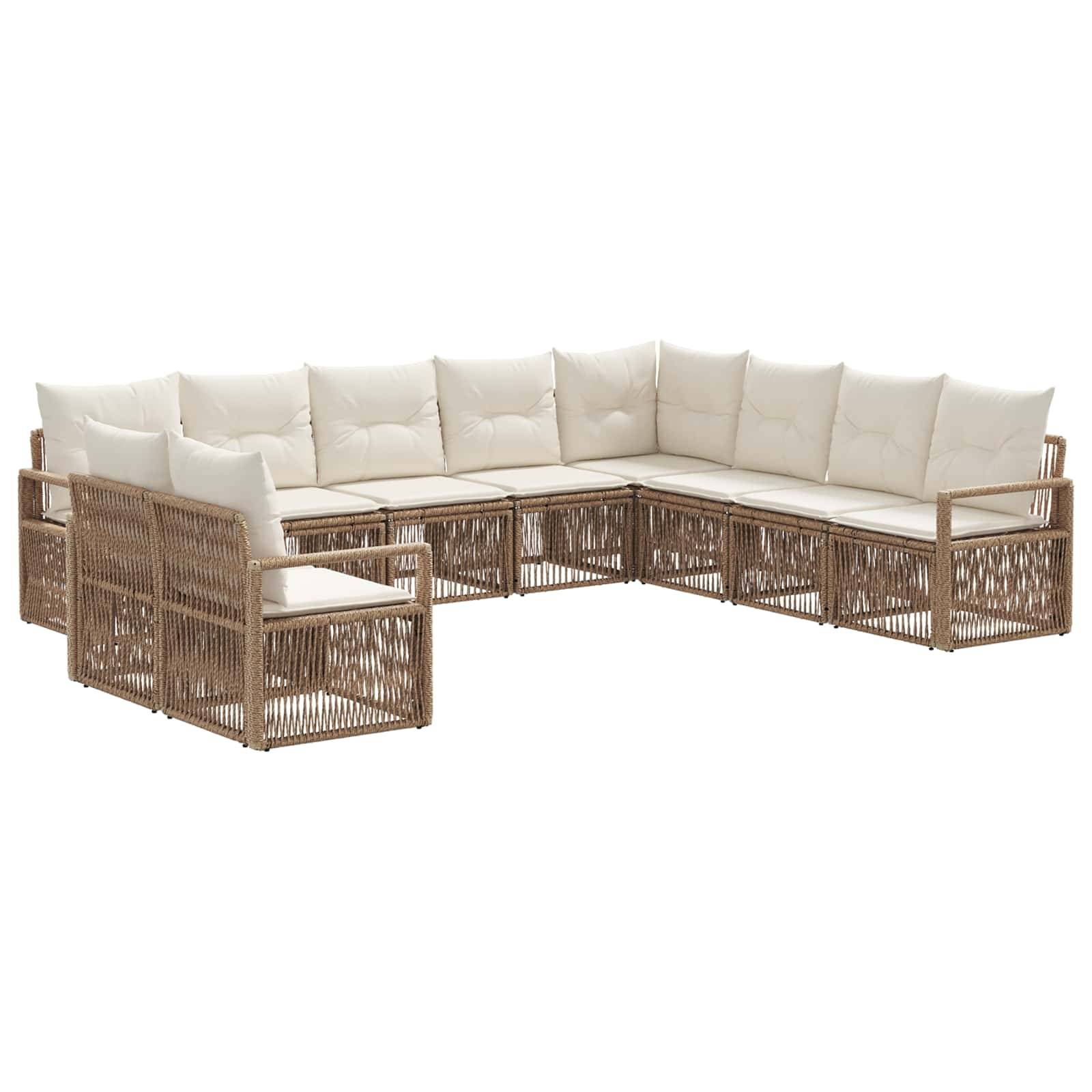 vidaXL Gartensofa-set 10 pcs Beige Poly-Rattan