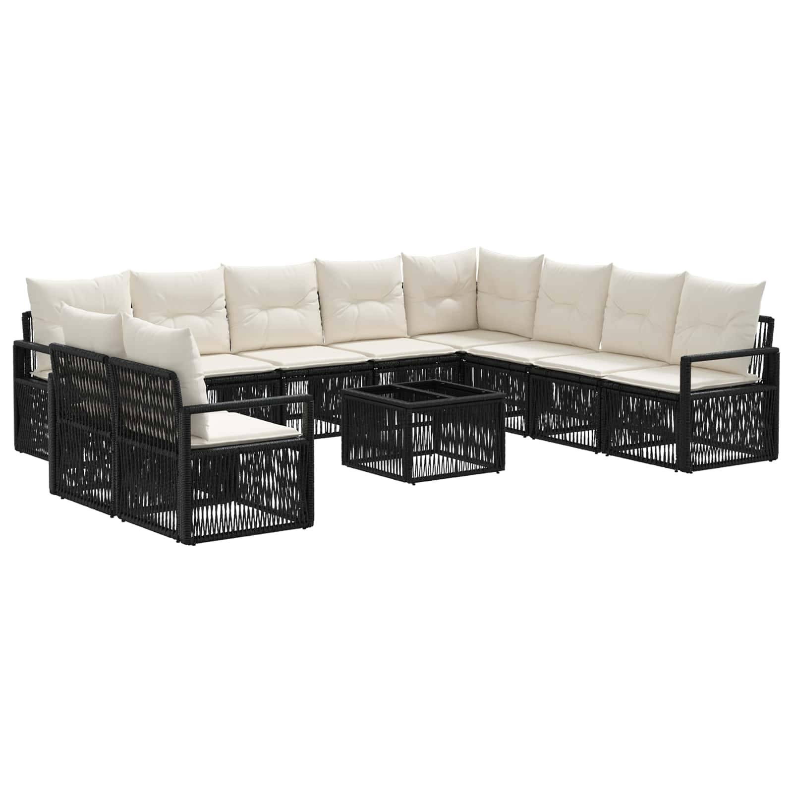 vidaXL Gartensofa-set 11 pcs Schwarz Poly-Rattan