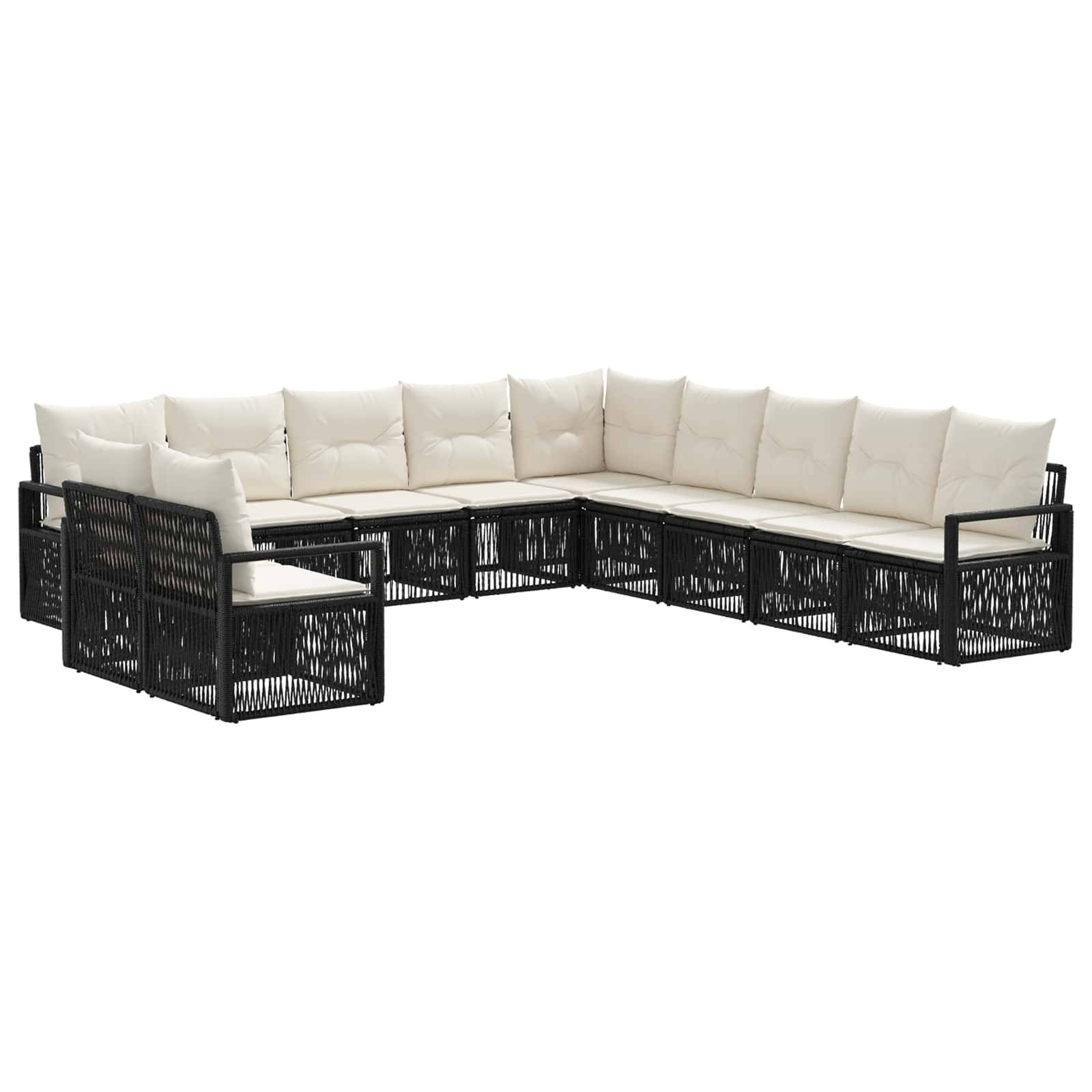 vidaXL Gartensofa-set 11 pcs Schwarz Poly-Rattan