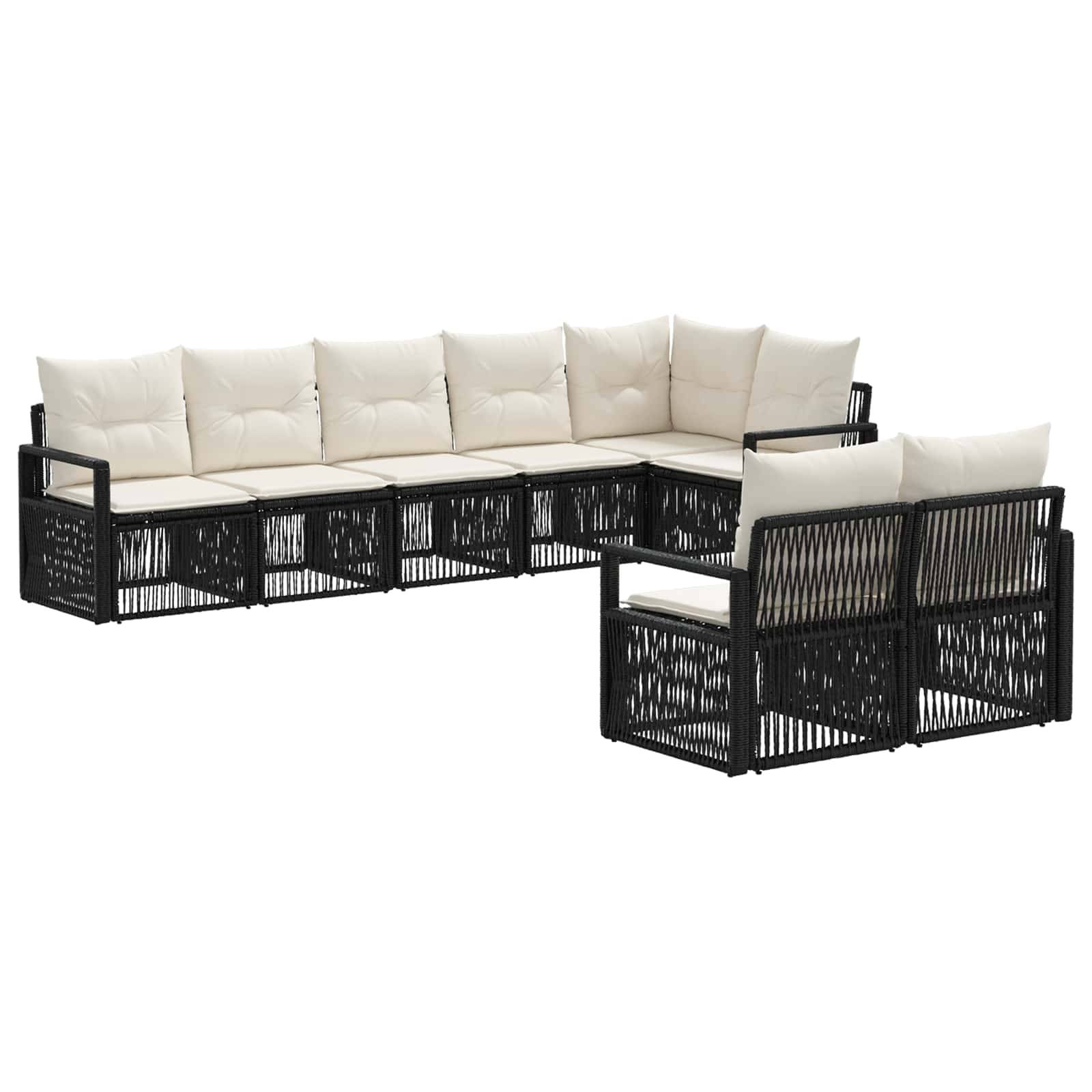 vidaXL Gartensofa-set 8 pcs Schwarz Poly-Rattan