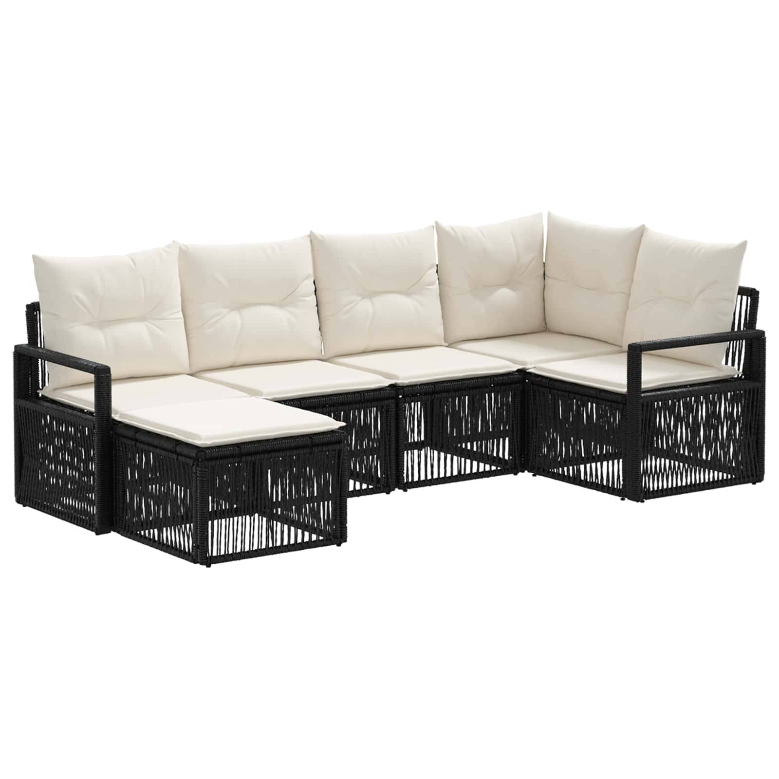 vidaXL Gartensofa-set 6 pcs Schwarz Poly-Rattan
