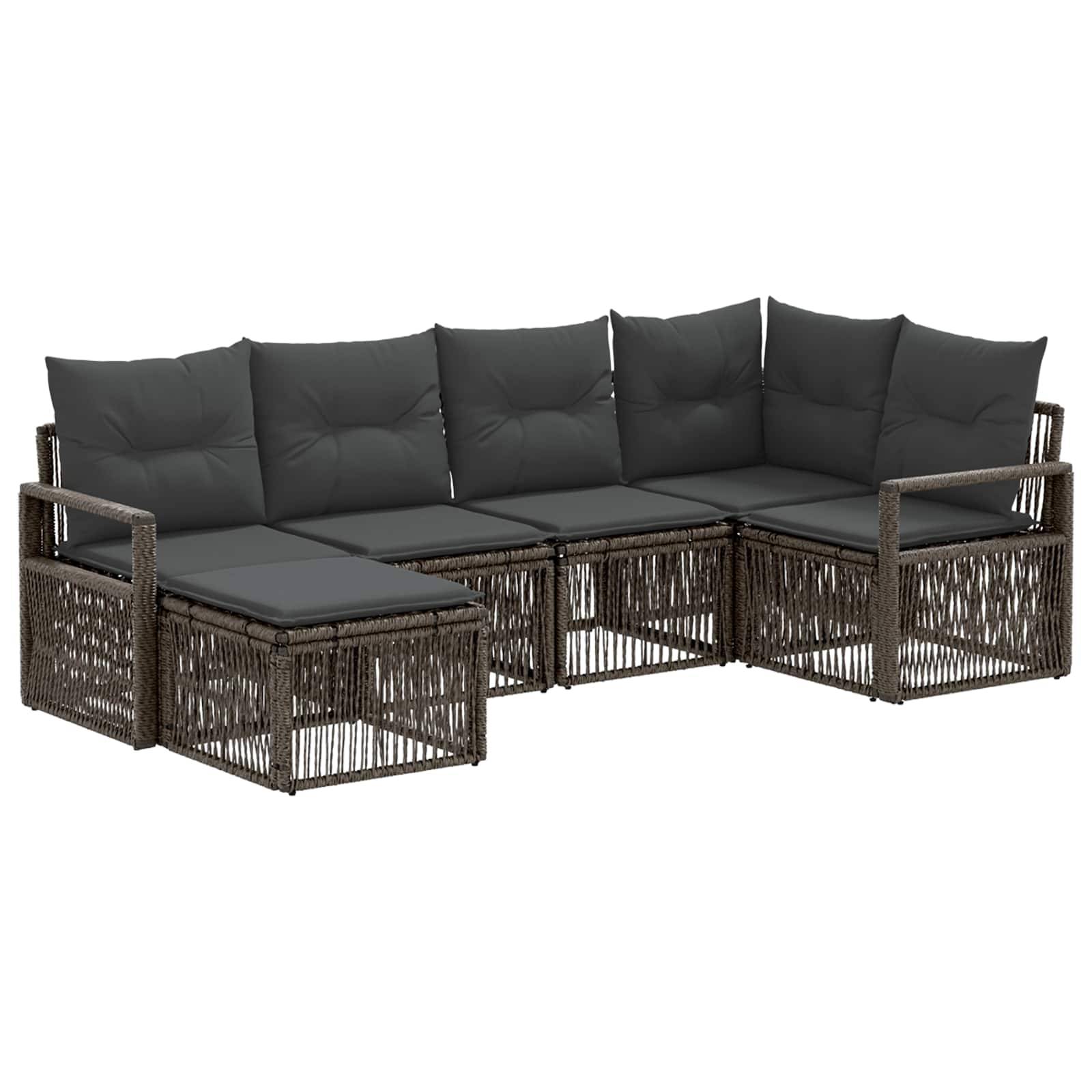 vidaXL Gartensofa-set 6 pcs Grau Poly-Rattan