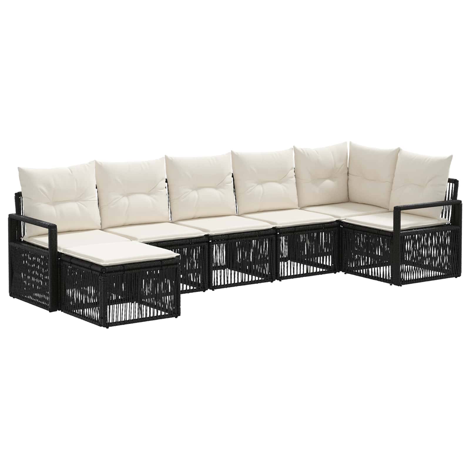 vidaXL Gartensofa-set 7 pcs Schwarz Poly-Rattan